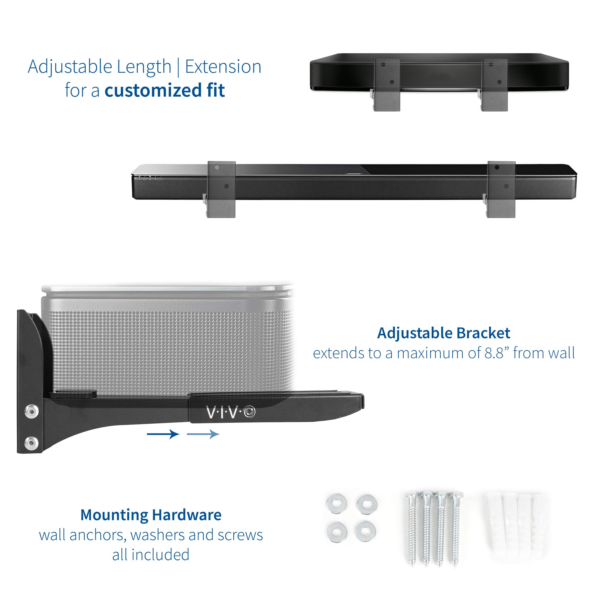 Foto 3 | Soporte de Pared para Barra de Sonido Vivo Steel Universal L Soportes Negros - Venta Internacional
