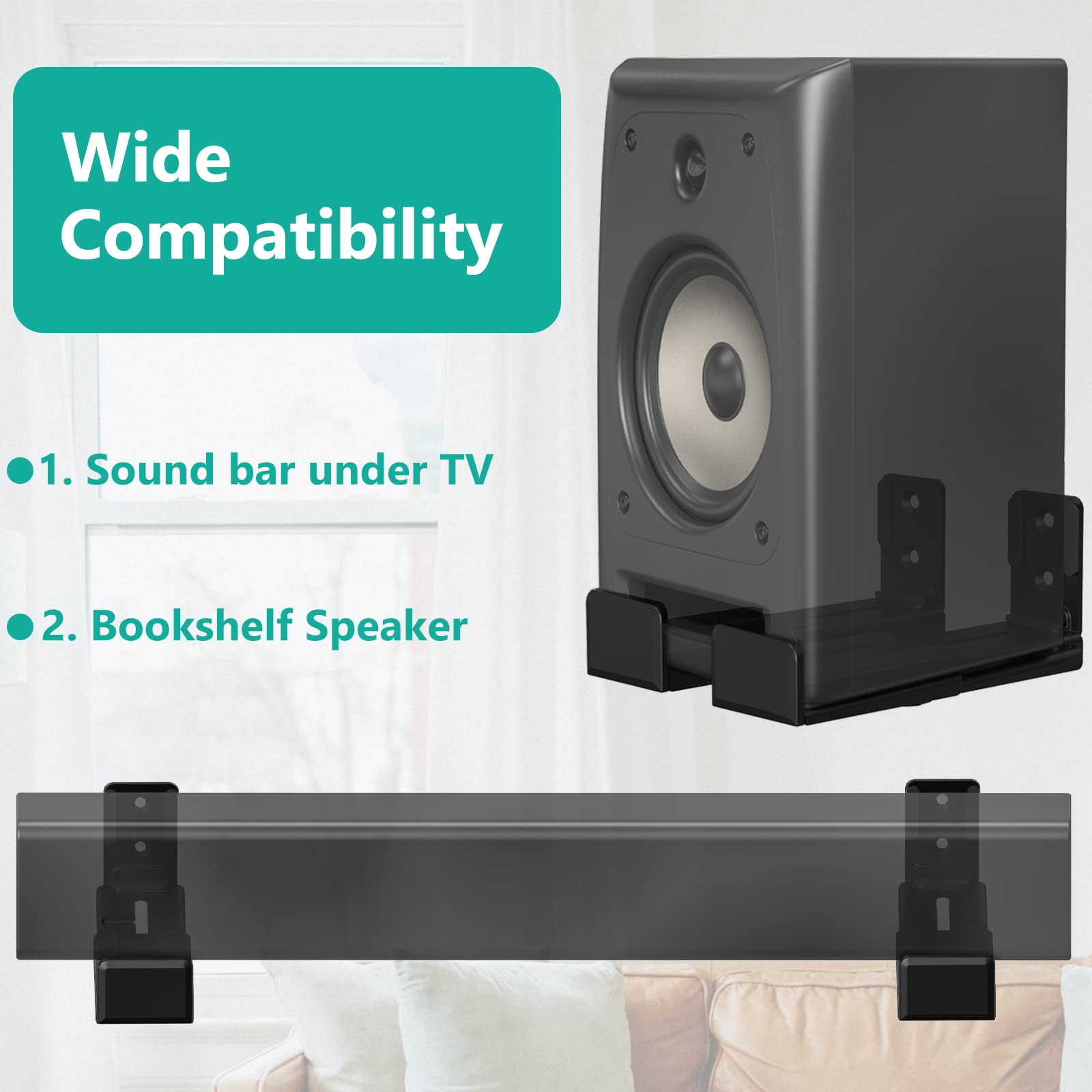 Foto 4 pulgar | Soporte de Pared para Barra de Sonido Wali Universal SLK202 Negro - Venta Internacional