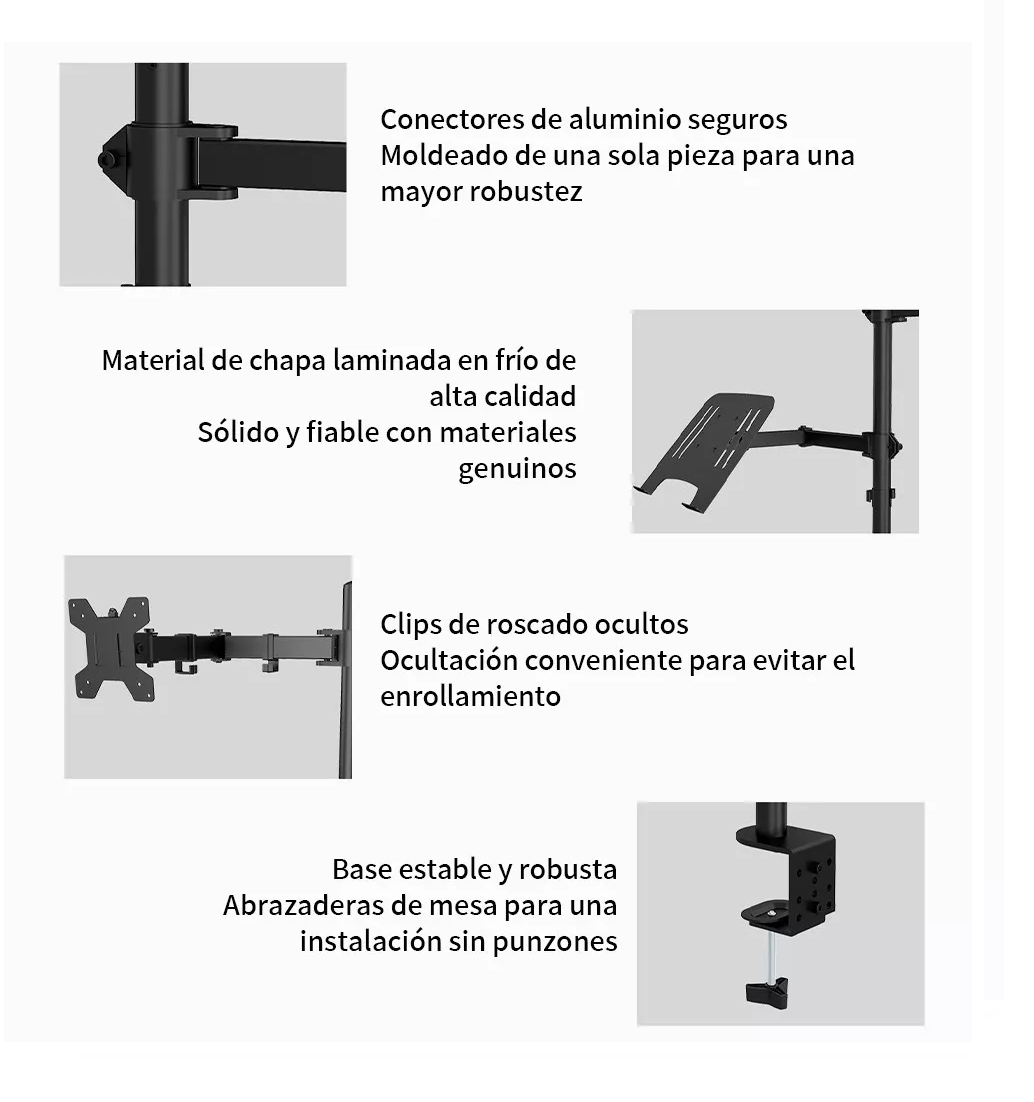 Foto 2 | Soporte De Monitor Dual Y Portátil Negro