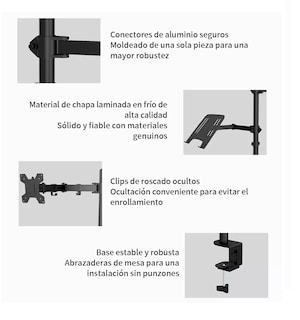 Foto 2 | Soporte De Monitor Dual Y Portátil Negro