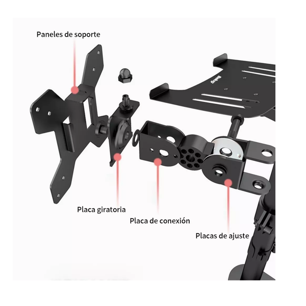Foto 5 | Soporte De Monitor Dual Para Monitor Y Portátil Negro Belug