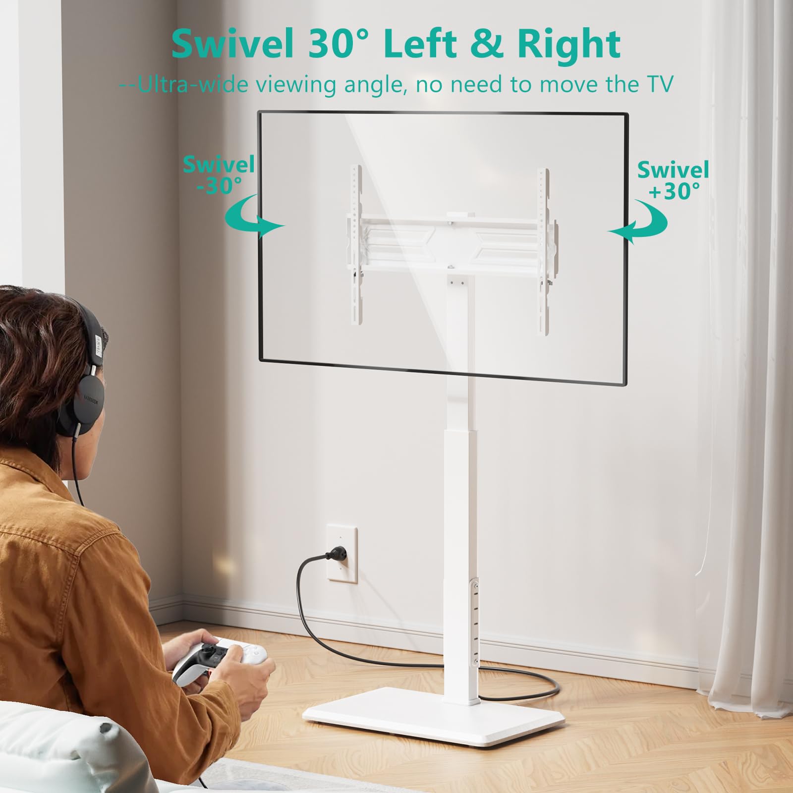 Foto 5 pulgar | Soporte De Suelo Wali Tvdvd-7pw Para Televisores De 32 A 70 Pulgadas, Color Blanco - Venta Internacional.