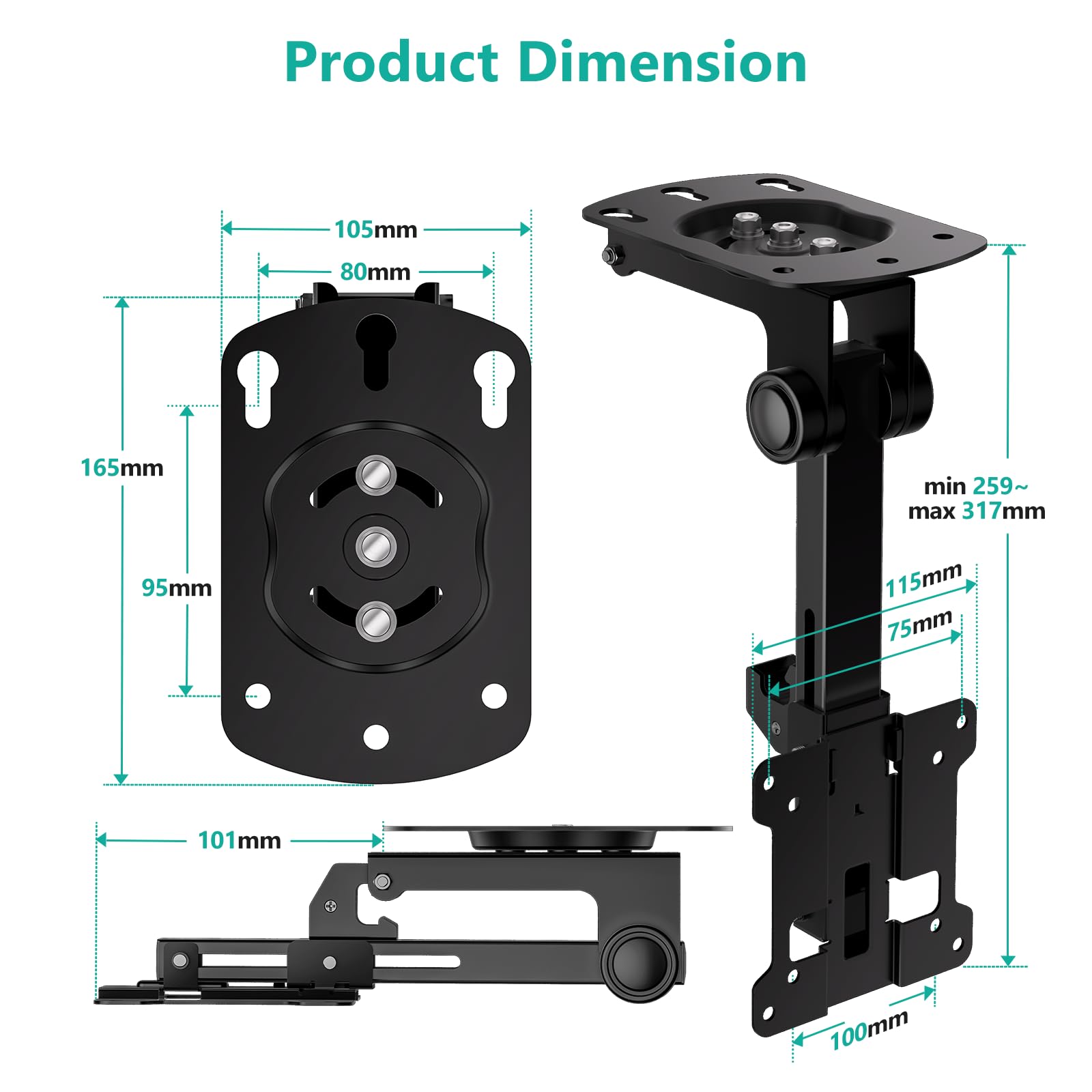 Foto 6 pulgar | Soporte de Tv de Techo Wali Fcm101- Venta Internacional