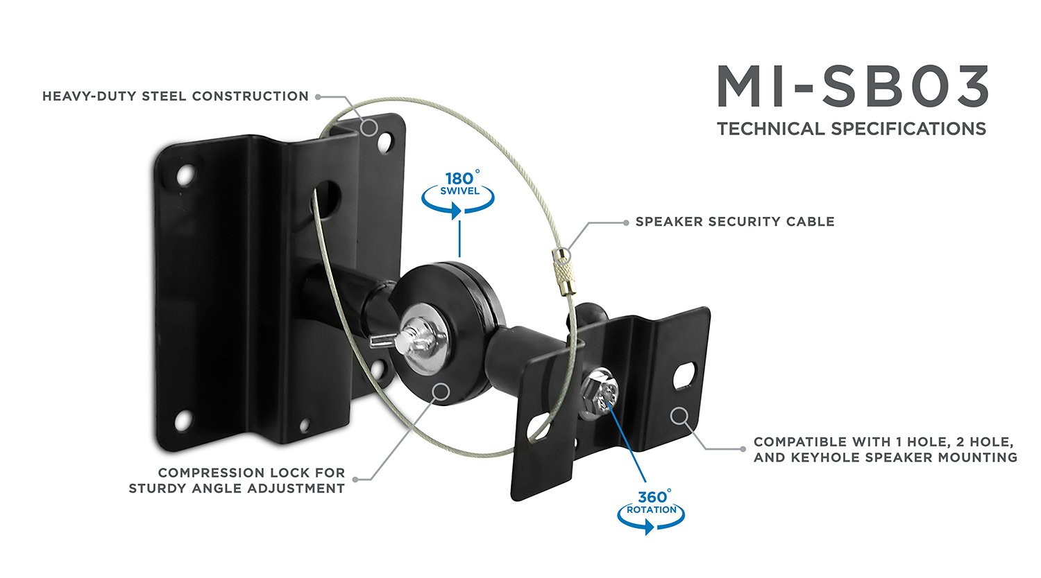 Foto 4 | Soporte Para Altavoz Mount-it! Heavy Duty Universal Black, 33 Libras - Venta Internacional.