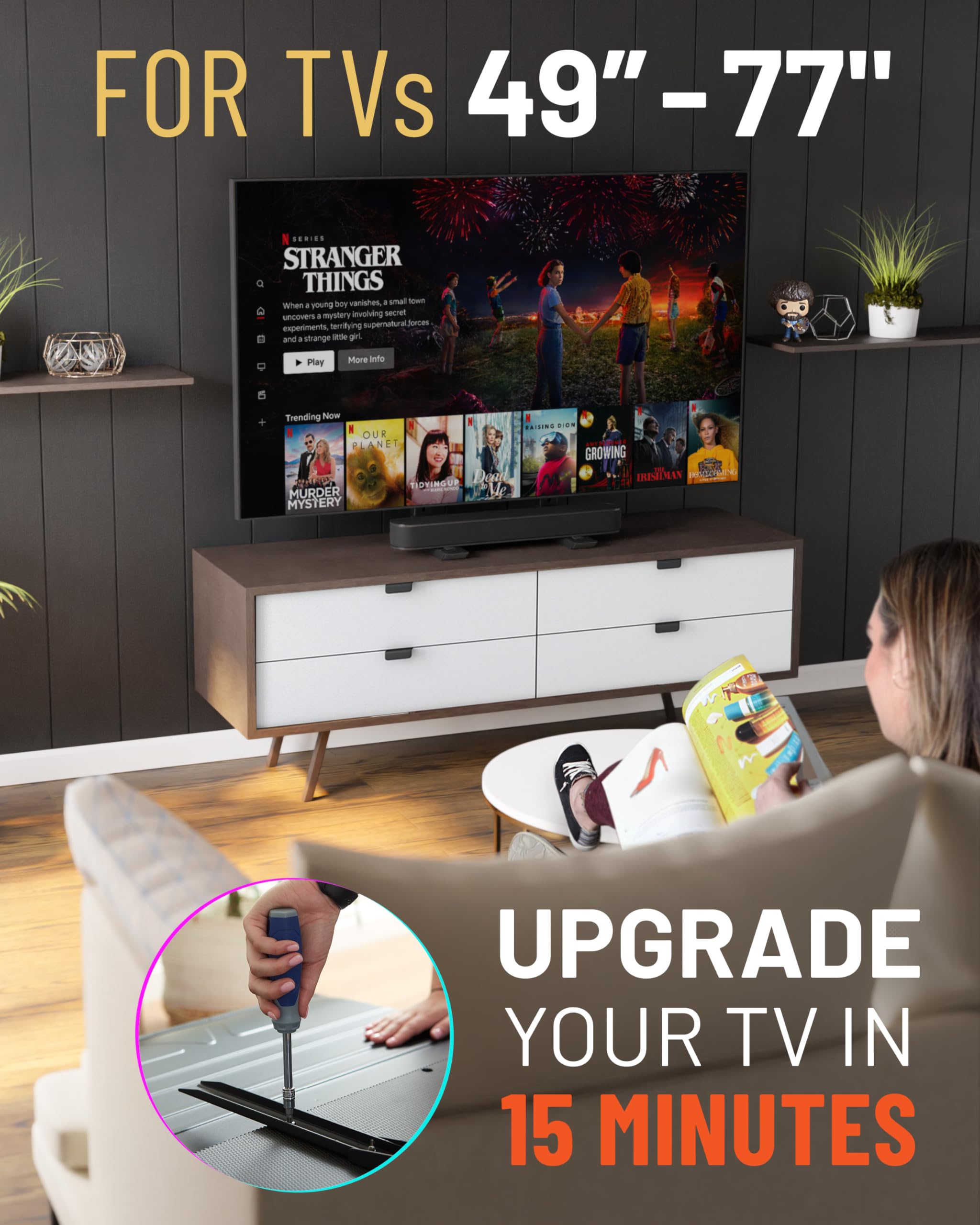Foto 4 pulgar | Soporte De Tv Echogear Universal De Gran Altura Ajustable Hasta 77 - Venta Internacional.