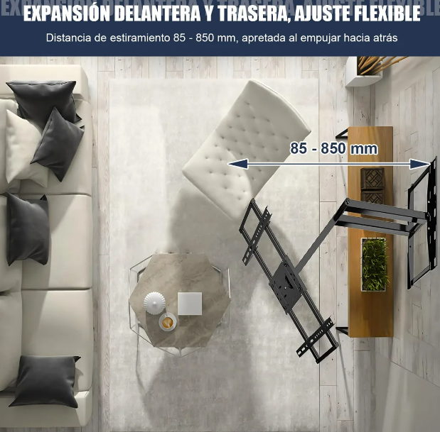 Foto 3 pulgar | Soporte Xtellar Para Tv (42-80 In)  Brazo Largo Con Enchufe - Versatilidad Y Funcionalidad Para Tu Entretenimiento