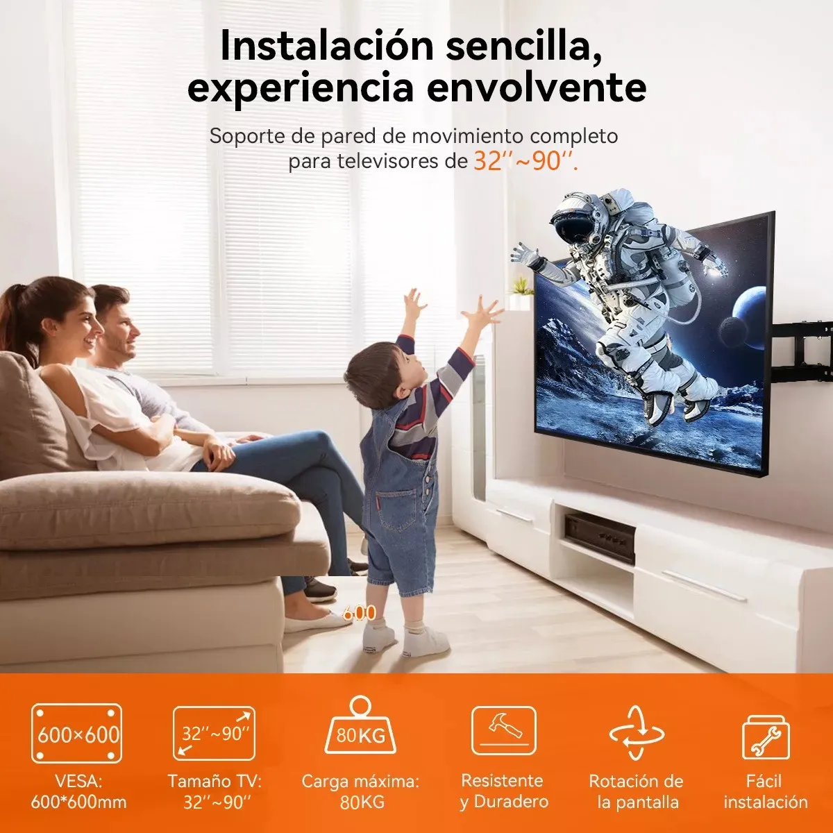 Foto 3 pulgar | Soportes Monitor Tv Para 32-90 Mover Pantallas Apoyo 80kg Negro