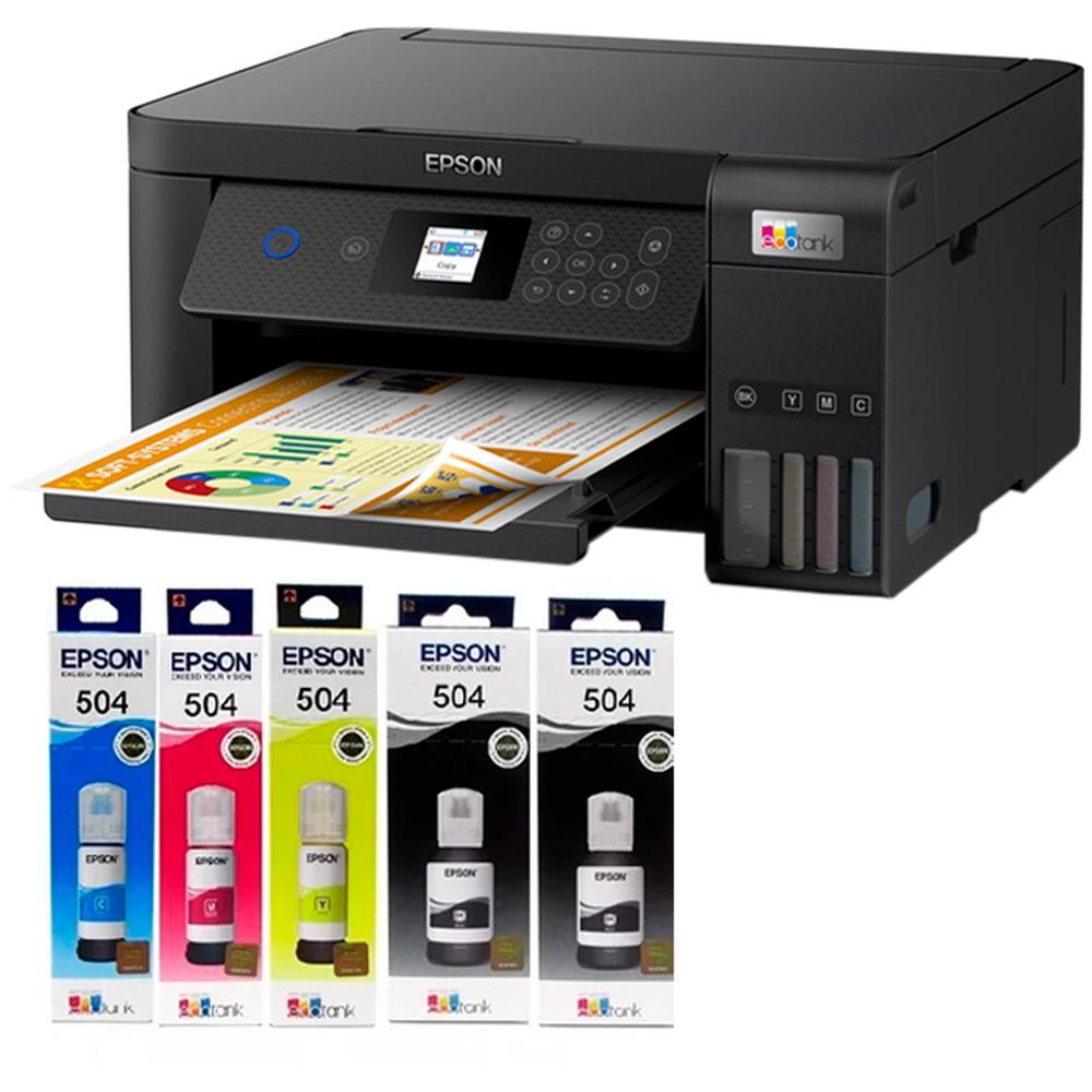 Foto 3 pulgar | Multifuncional Epson L4260 KIT-C11CJ63301-V2 color Negro Ecotank Tinta Continua + 5 Tintas T504