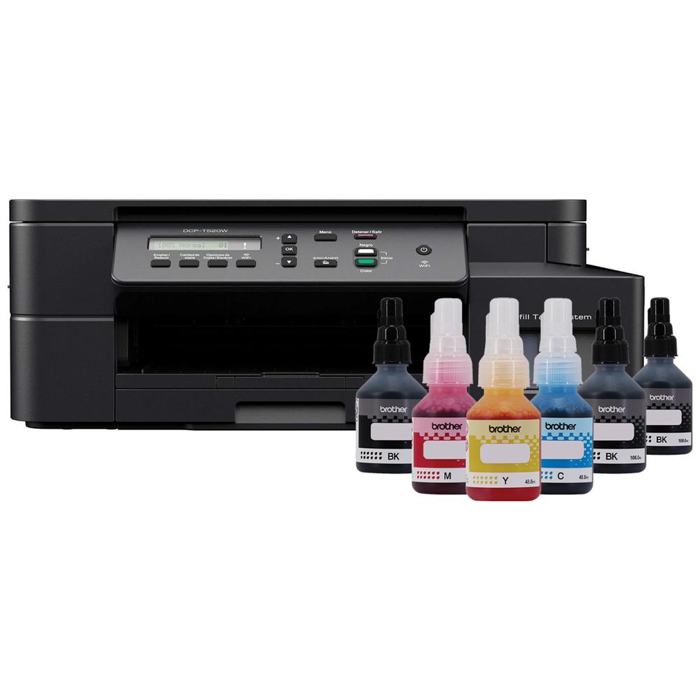 Impresora Multifuncional Brother Dcp-t520w-v2 Inkbenefit Tinta Continua 6 Tintas Inalámbrica