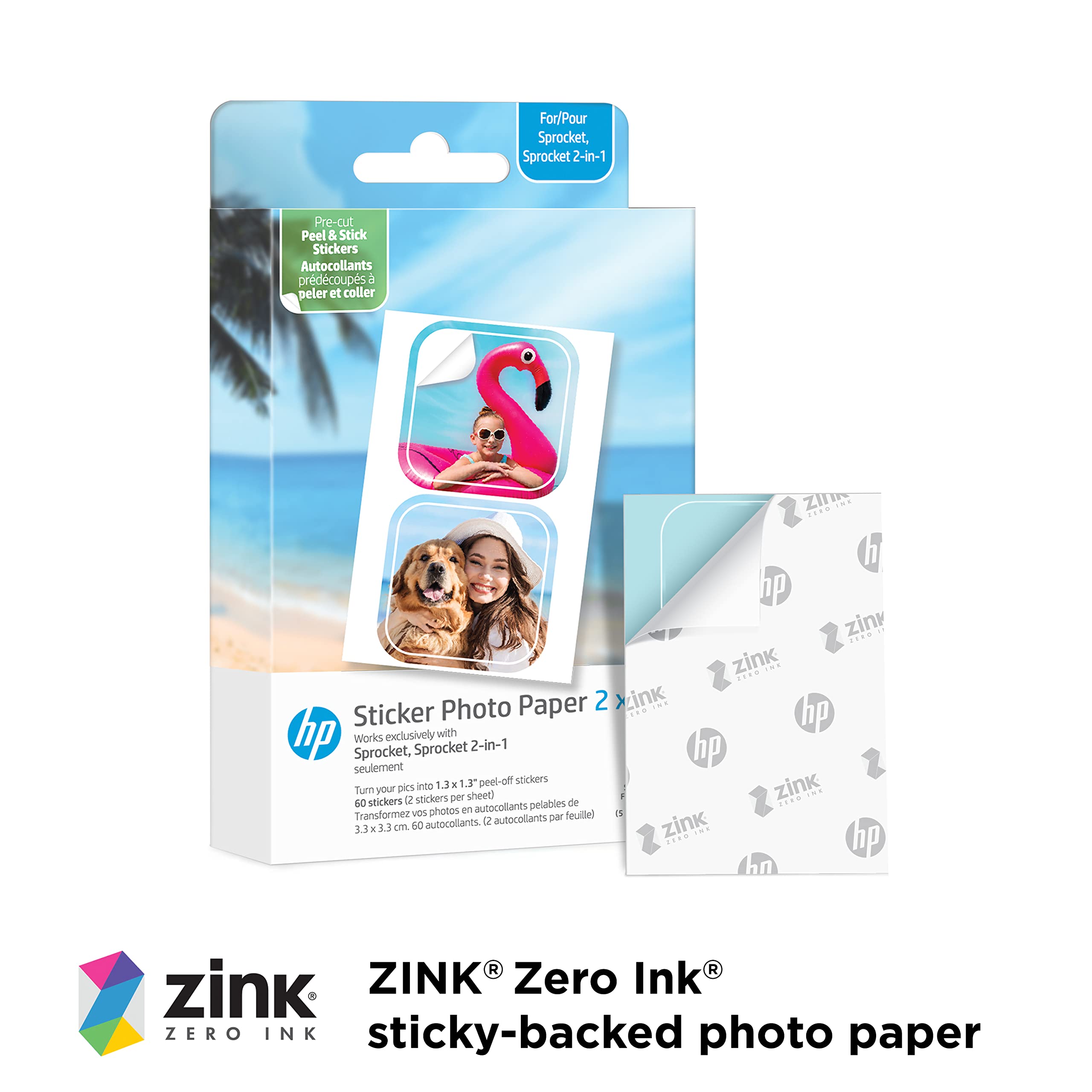 Foto 2 | Papel Fotográfico Hp Sprocket Adhesivo De Zinc Premium De 2 X 3 Pulgadas 30 Hojas - Venta Internacional