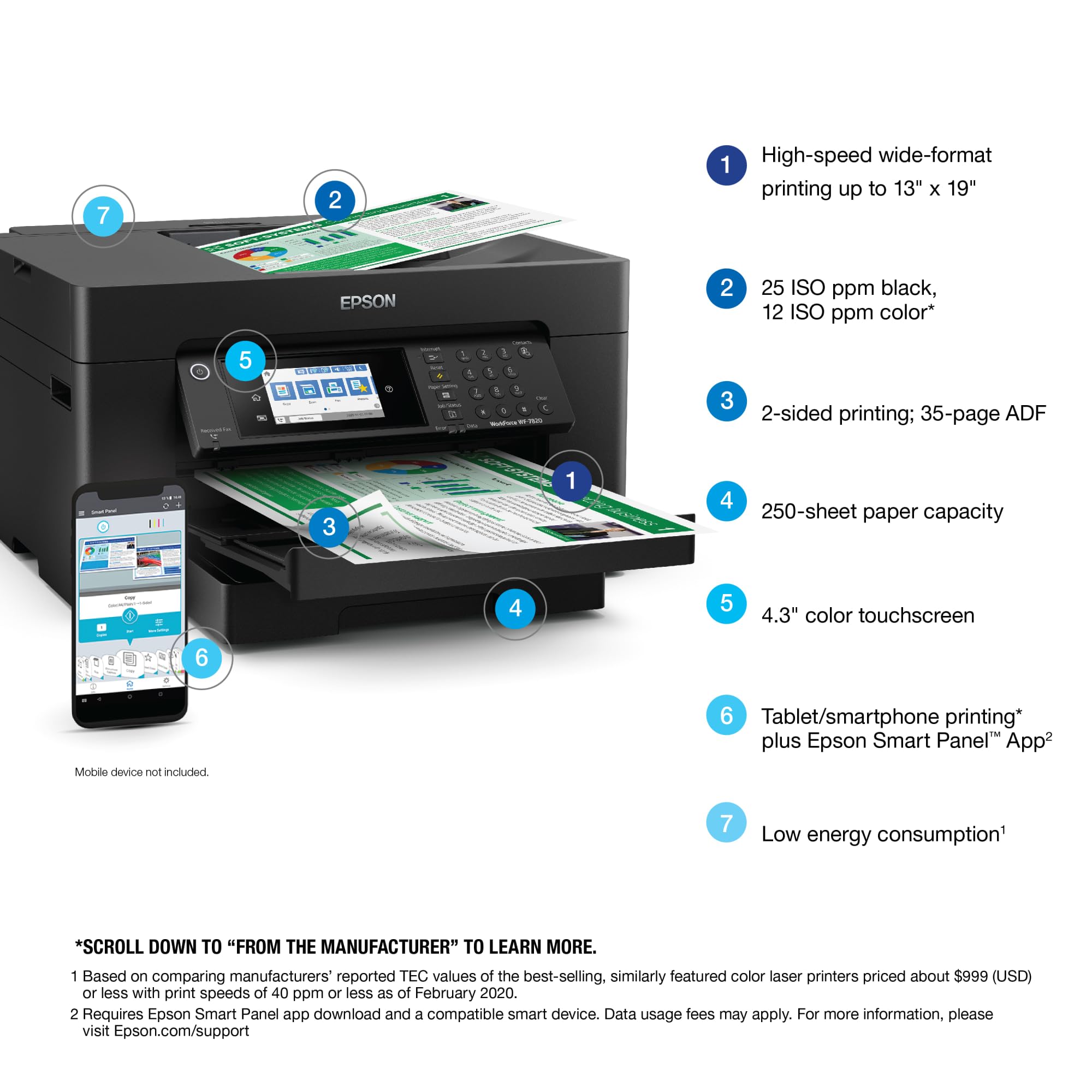 Foto 4 | Impresora Epson Workforce Pro Wf-7820 Inalámbrica Multifunción - Venta Internacional.