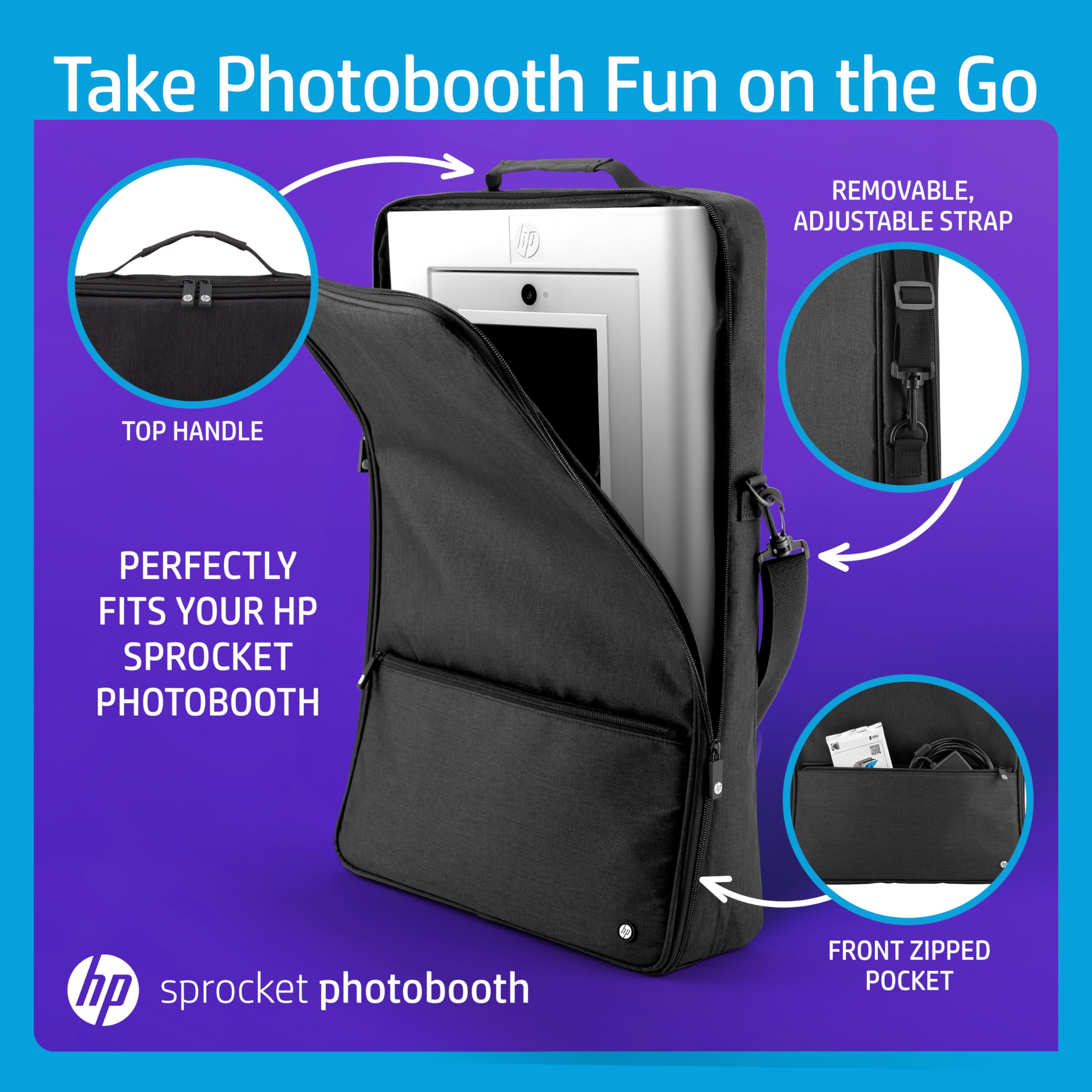 Foto 5 pulgar | Funda De Transporte Hp Sprocket Photobooth Acolchada Con Correa Negra - Venta Internacional.