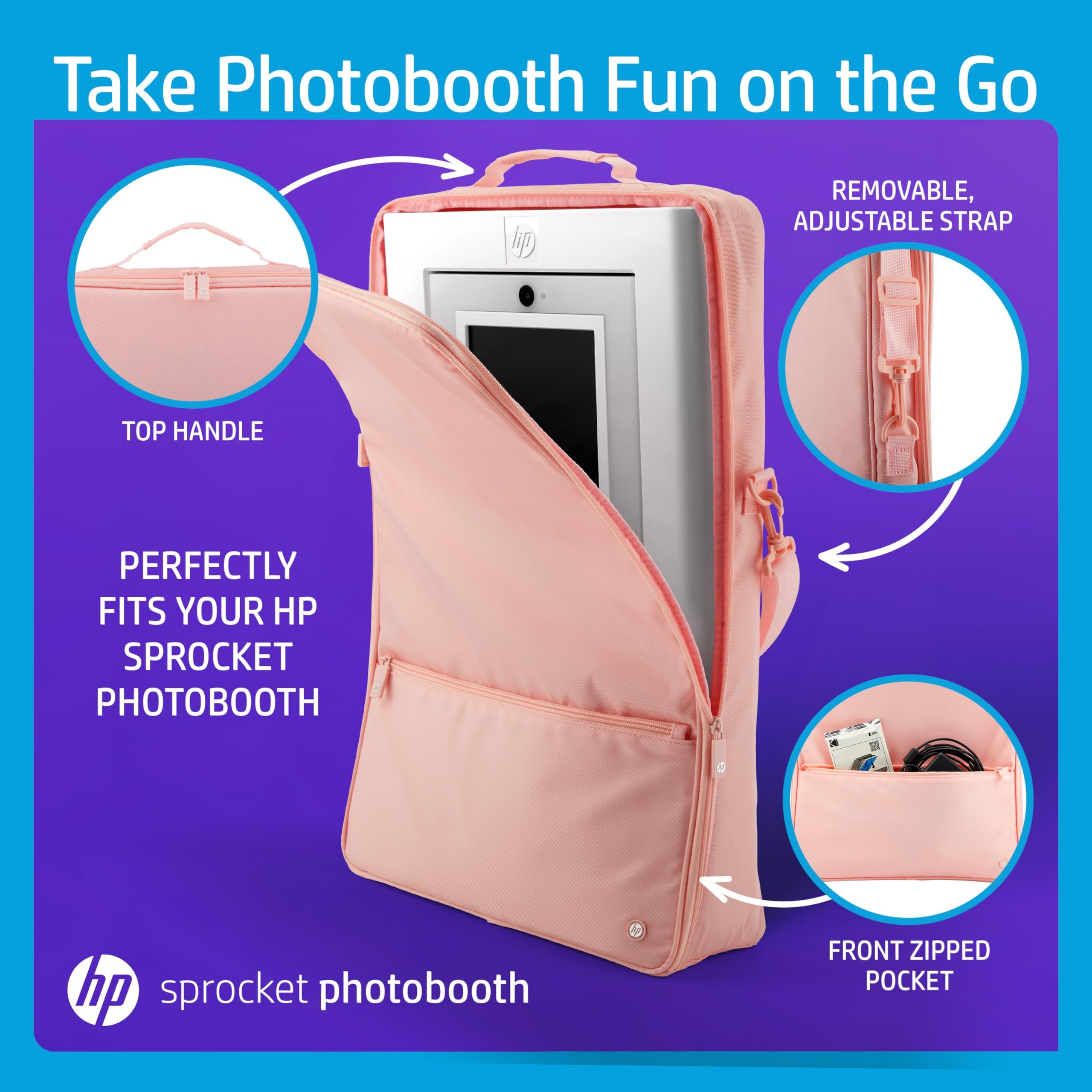 Foto 5 pulgar | Maletín De Transporte Hp Sprocket Photobooth Acolchado Rosa - Venta Internacional.