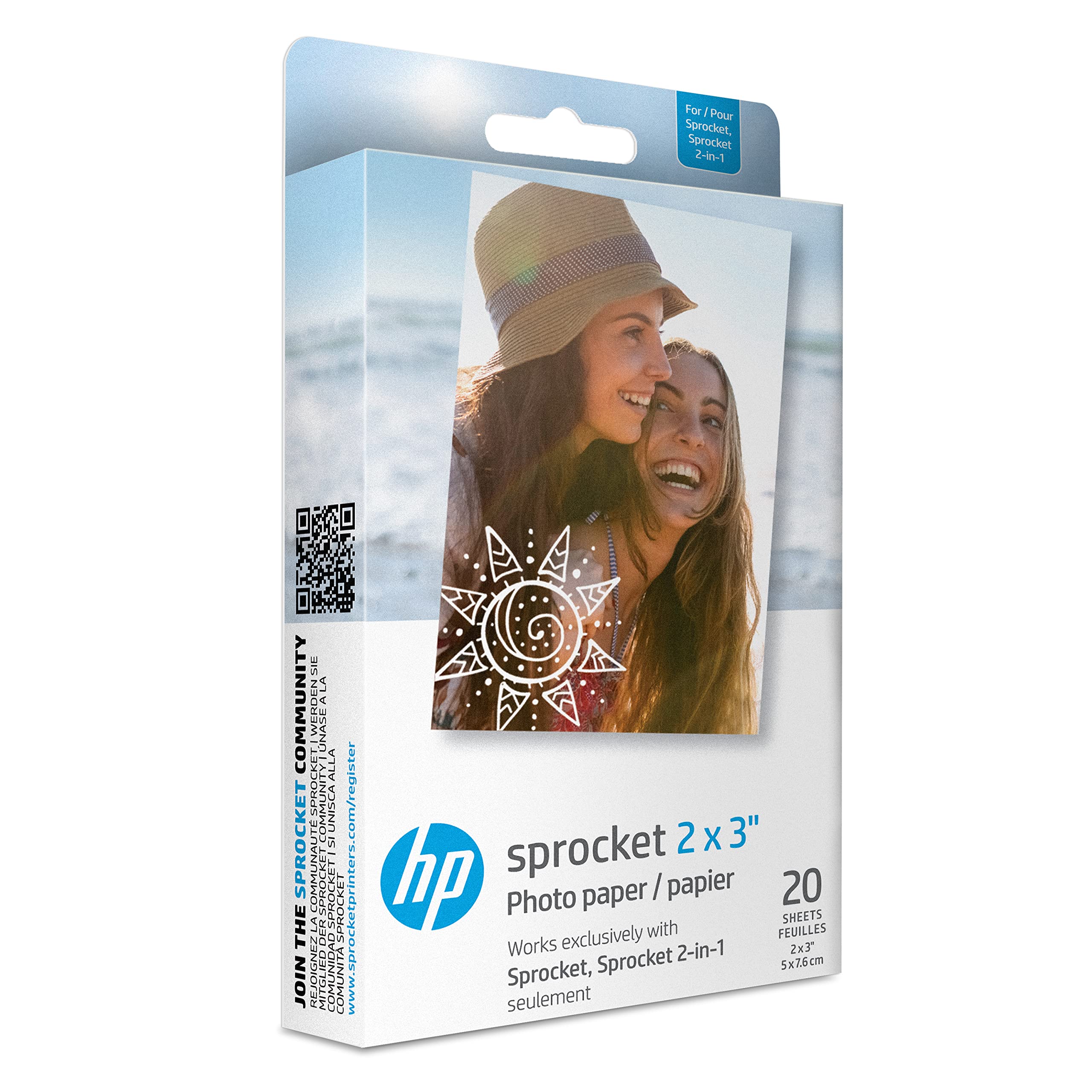 Foto 2 pulgar | Papel Fotográfico Hp Sprocket 2x3 Premium Zink Back (20 Hojas) - Venta Internacional.