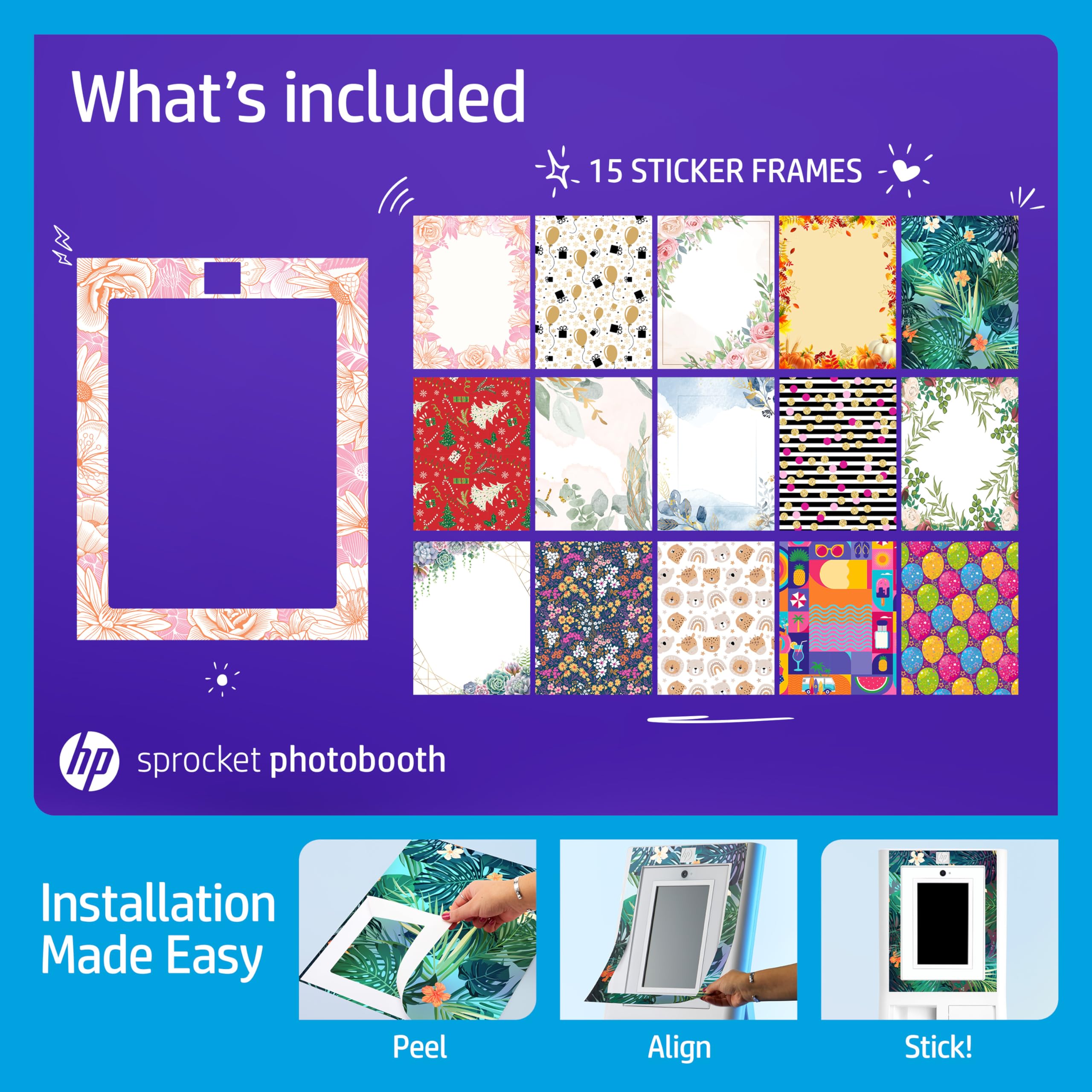 Foto 4 pulgar | Paquete De 15 Marcos Adhesivos Para Hp Sprocket Photobooth Hp - Venta Internacional.