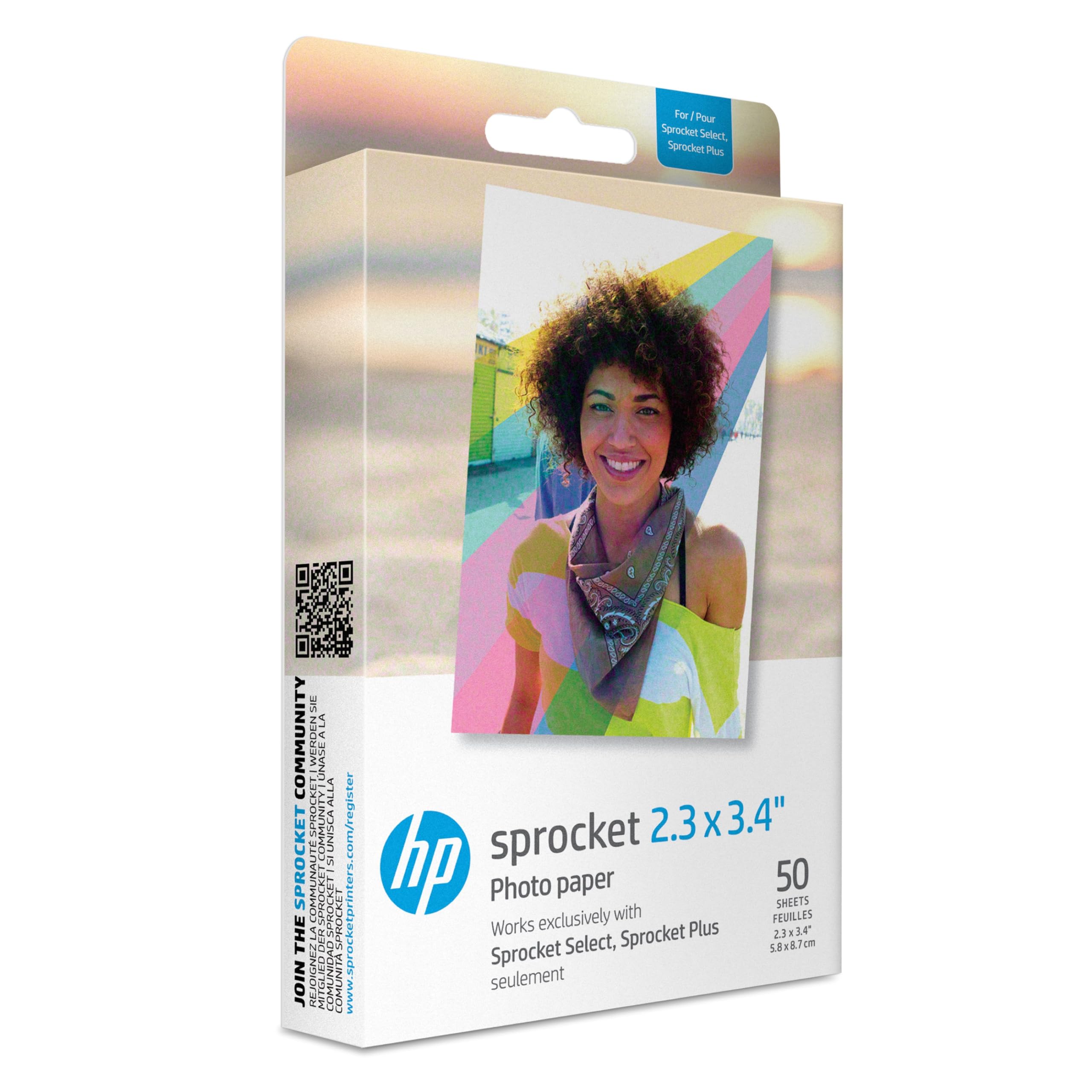 Foto 2 pulgar | Papel Fotográfico Hp Sprocket, 2.3 X 3.4 Pulgadas, Zincado, Parte Trasera Adhesiva (50 Hojas) - Venta Internacional.