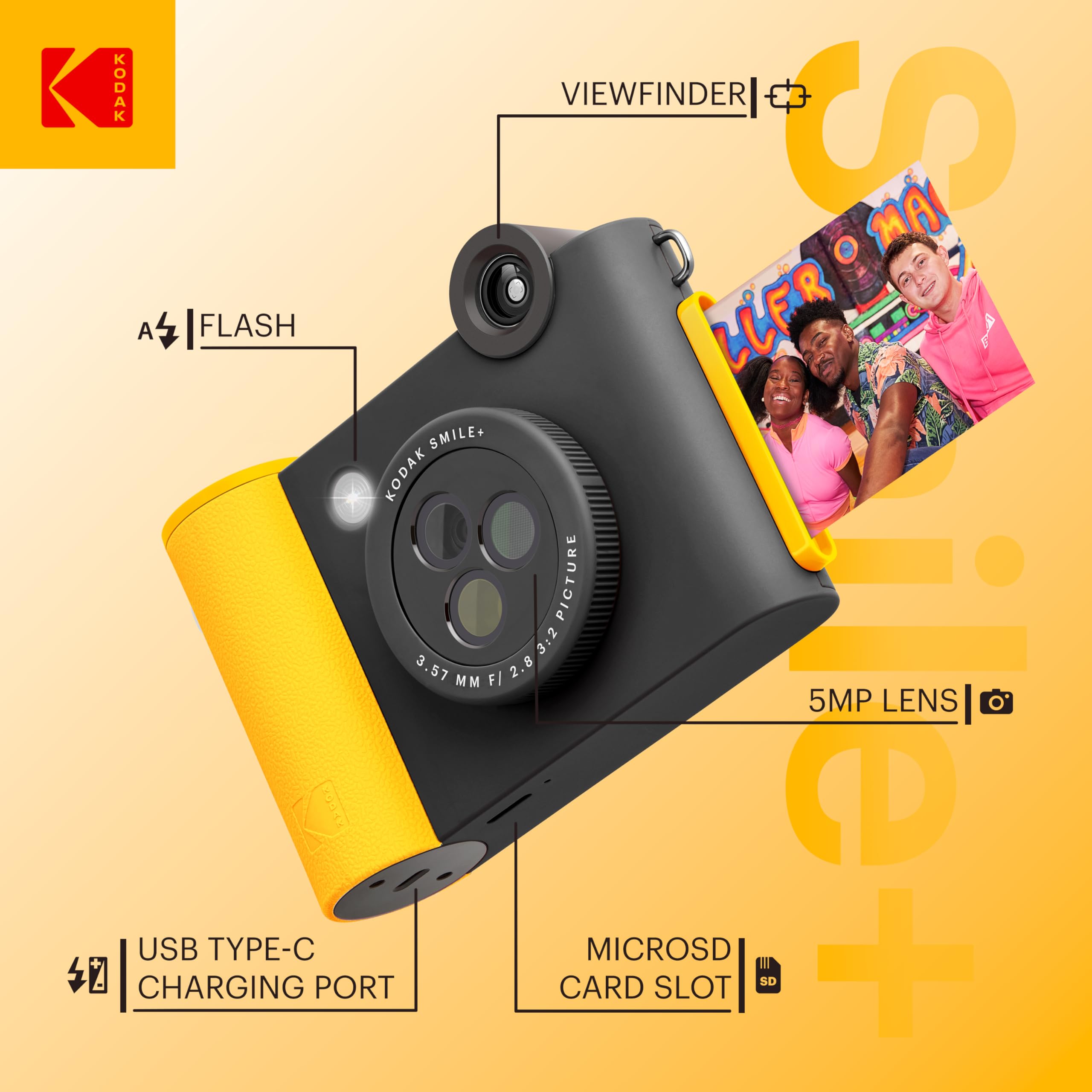 Foto 3 pulgar | Cámara E Impresora Kodak Smile+ 2 En 1 Con Estuche Y Papel, Color Negro - Venta Internacional.
