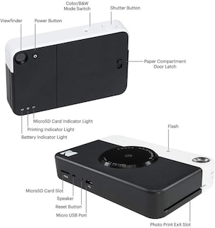 Foto 3 | Cámara Instantánea Kodak Printomatic Black + Zink Paper, 20 Hojas - Venta Internacional.