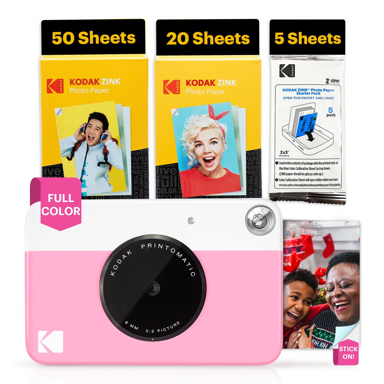 Foto 1 | Cámara Digital Kodak Printomatic De 5 Mp Con Paquete De 75 Hojas, Color Rosa - Venta Internacional.