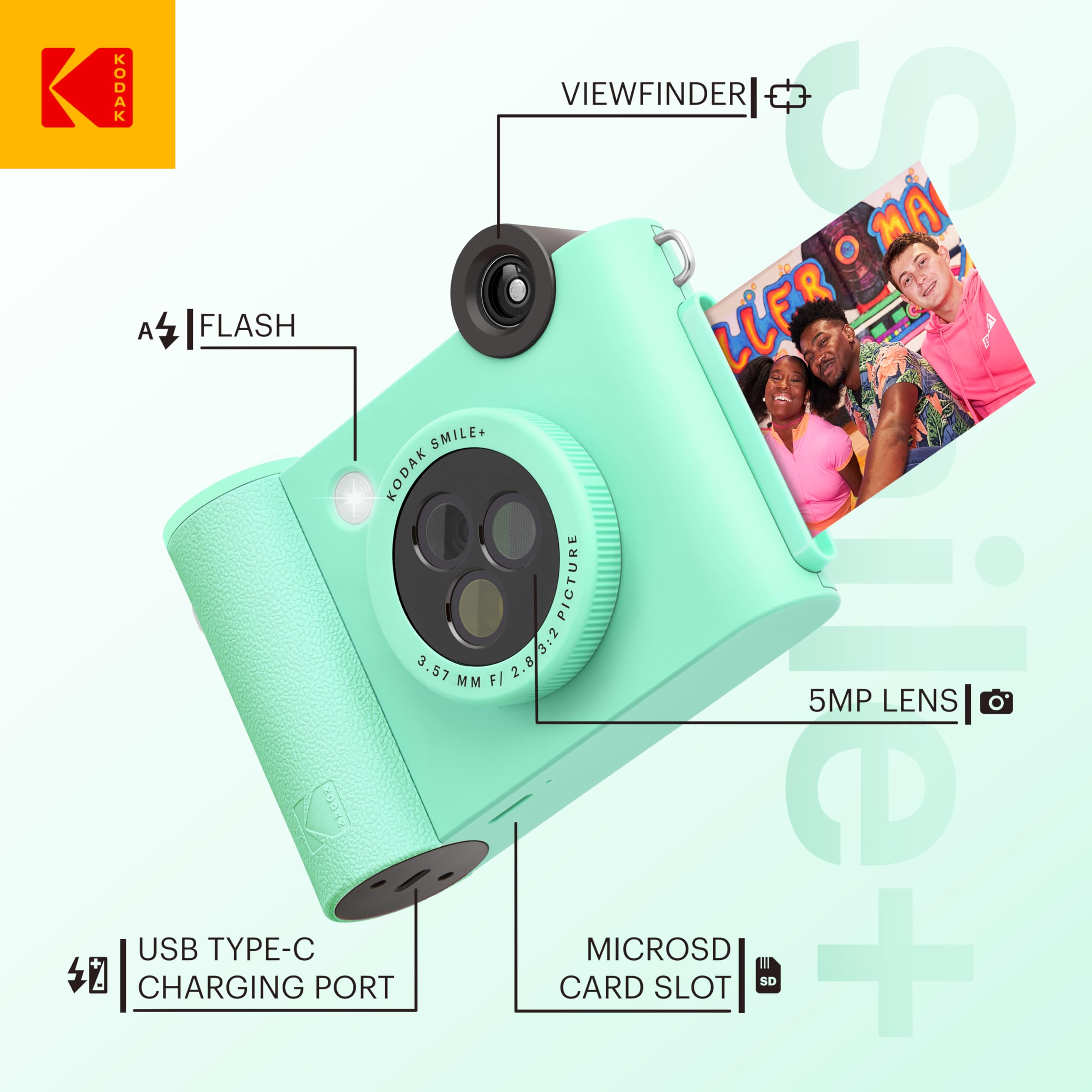 Foto 3 pulgar | Cámara E Impresora Kodak Smile+ 2 En 1 Con Estuche Y Papel - Verde - Venta Internacional.