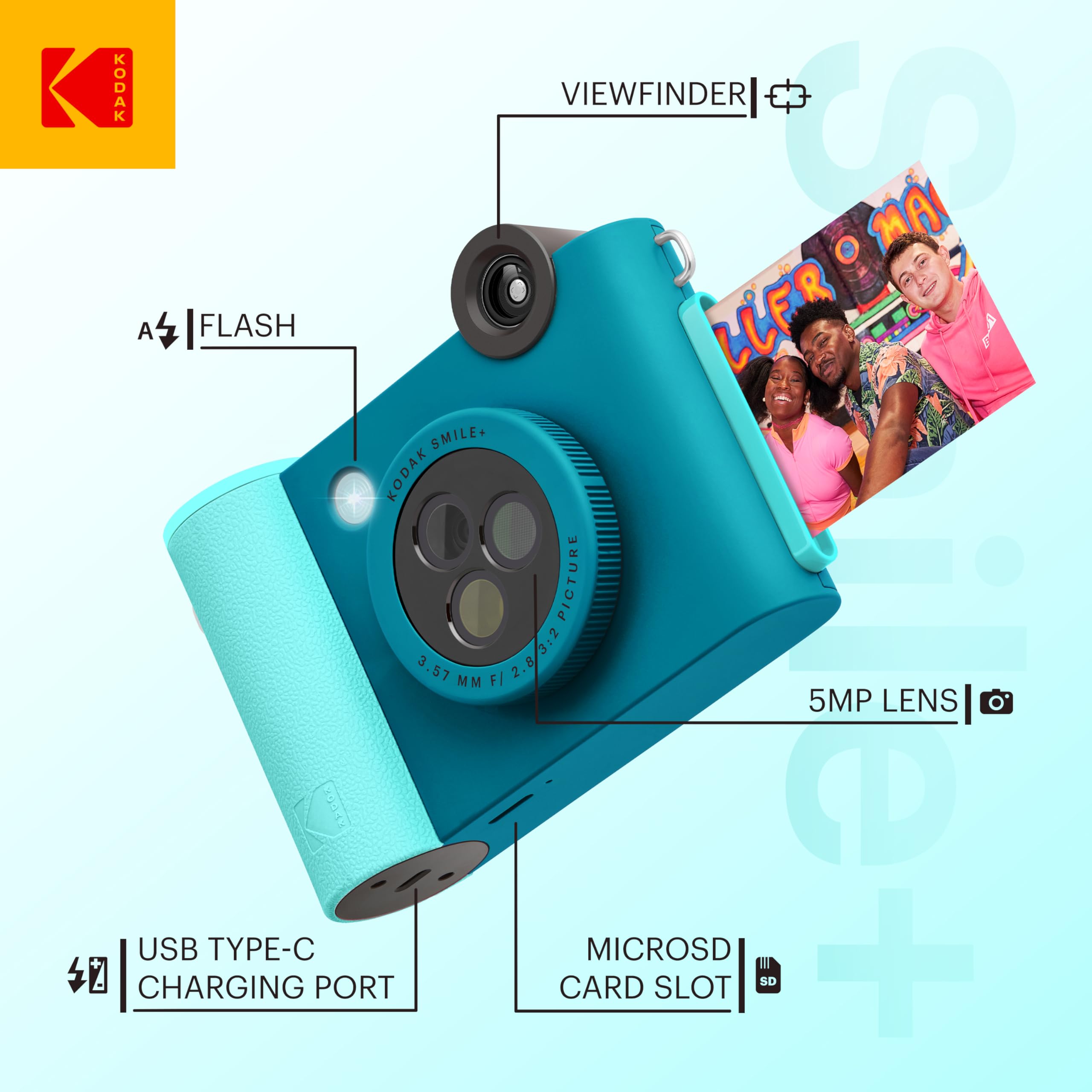 Foto 2 | Paquete Básico De Cámara E Impresora Kodak Smile+ 2 En 1 Azul - Venta Internacional.