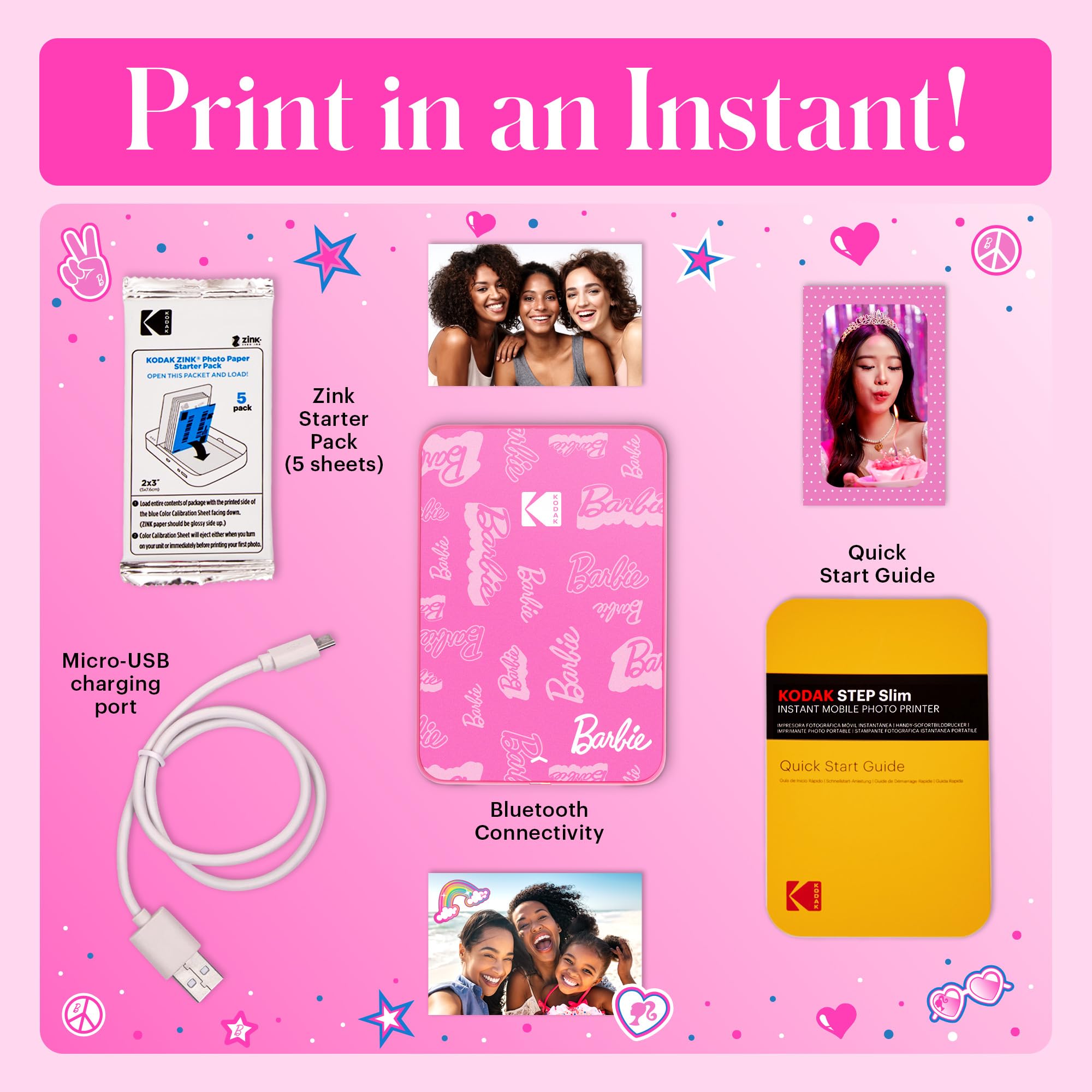 Foto 4 pulgar | Impresora Fotográfica Kodak X Barbie Instant Smartphone Barbie - Venta Internacional.