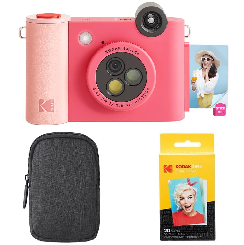 Cámara E Impresora Kodak Smile+ 2 En 1 Con Estuche Y Papel - Fucsia - Venta Internacional.