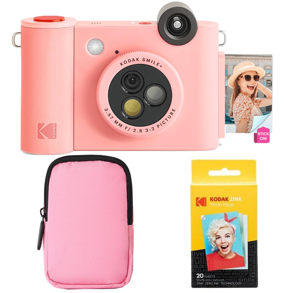 Cámara E Impresora Kodak Smile+ 2 En 1 Con Estuche Y Papel - Rosa - Venta Internacional.
