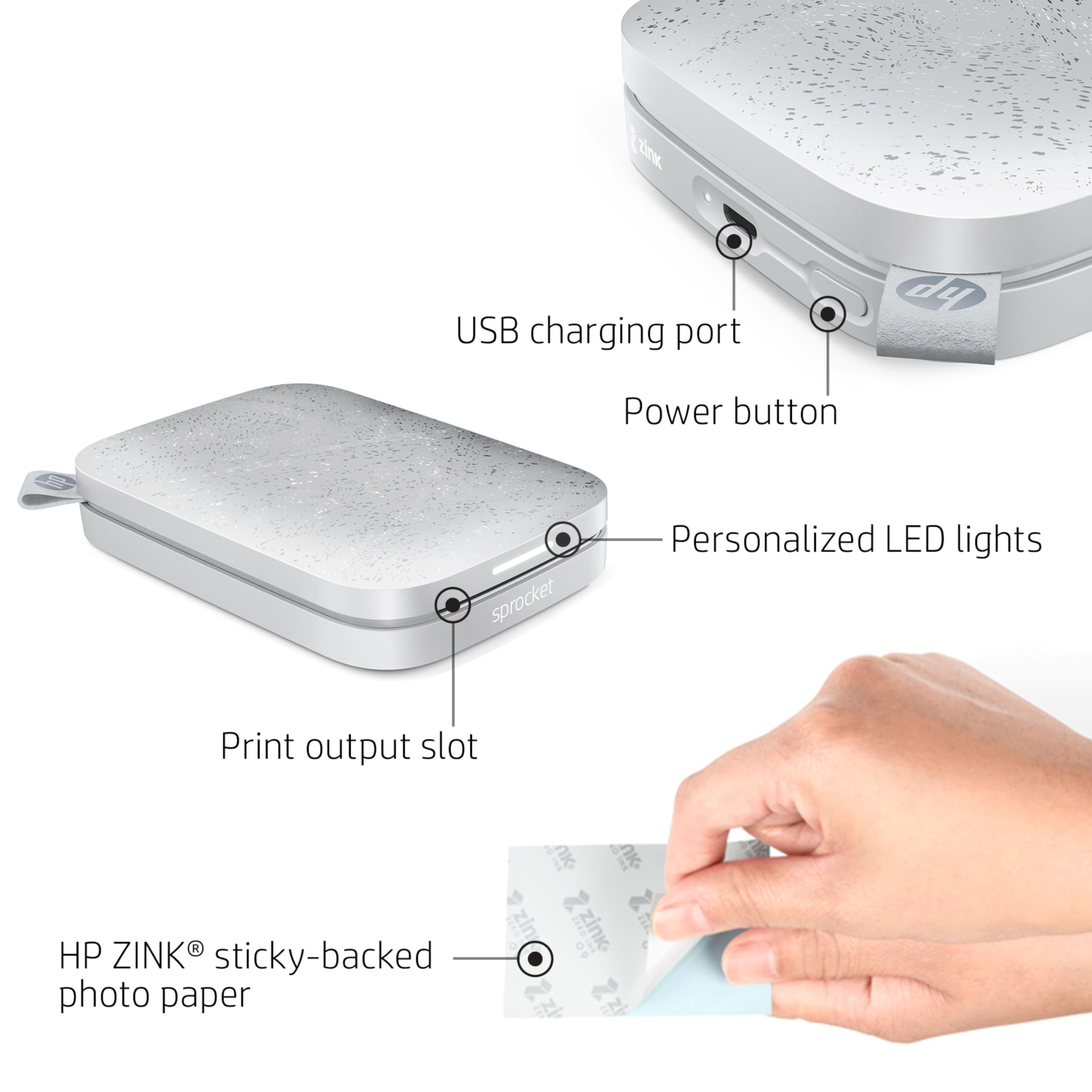 Foto 3 pulgar | Impresora Fotográfica Hp Sprocket 2x3 Instant Luna Pearl - Venta Internacional