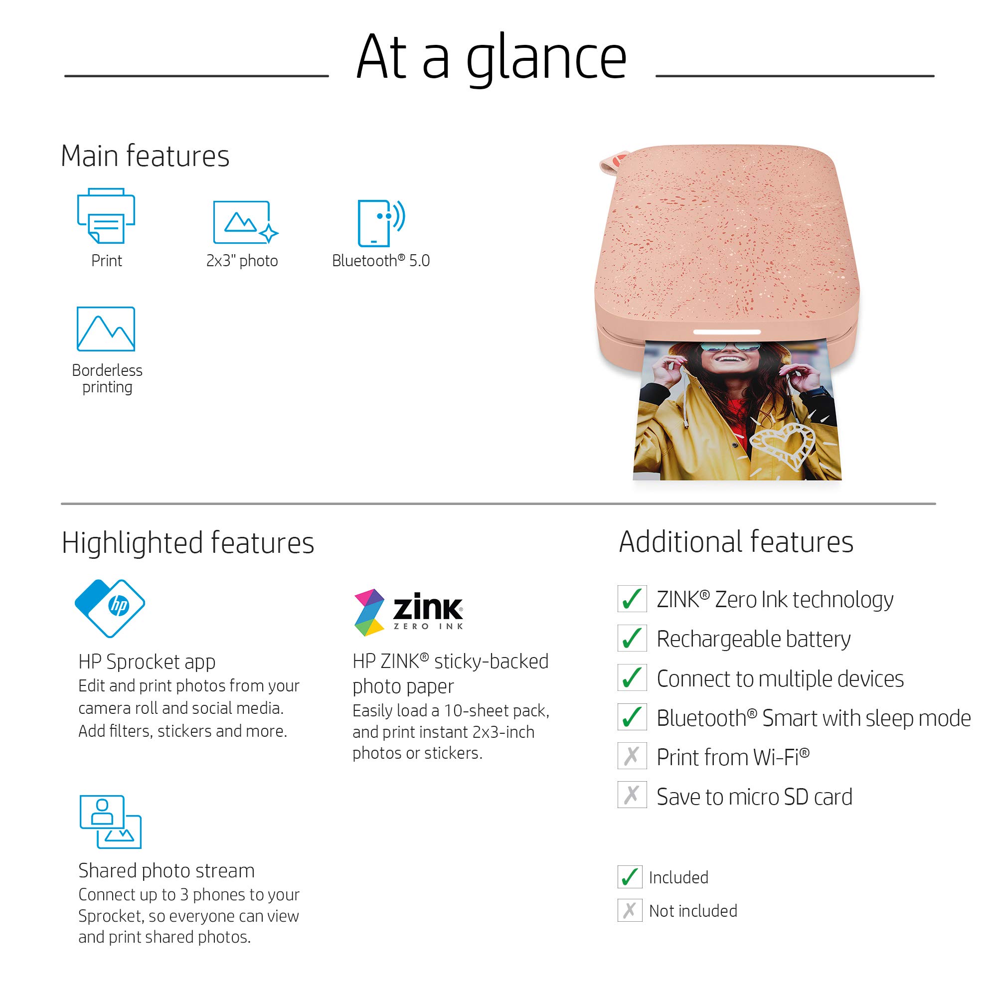 Foto 8 pulgar | Impresora Fotográfica Hp Sprocket 2x3 Instant Rosa - Venta Internacional