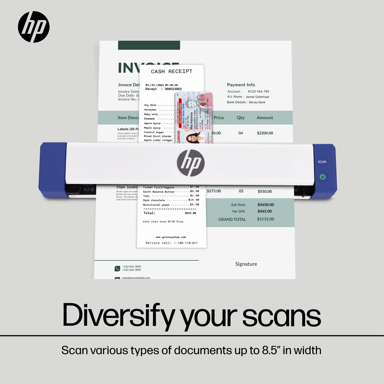 Foto 2 | Escáner Portátil Hp Hpps100 Usb Pequeño Para Documentos Y Fotografías - Venta Internacional.
