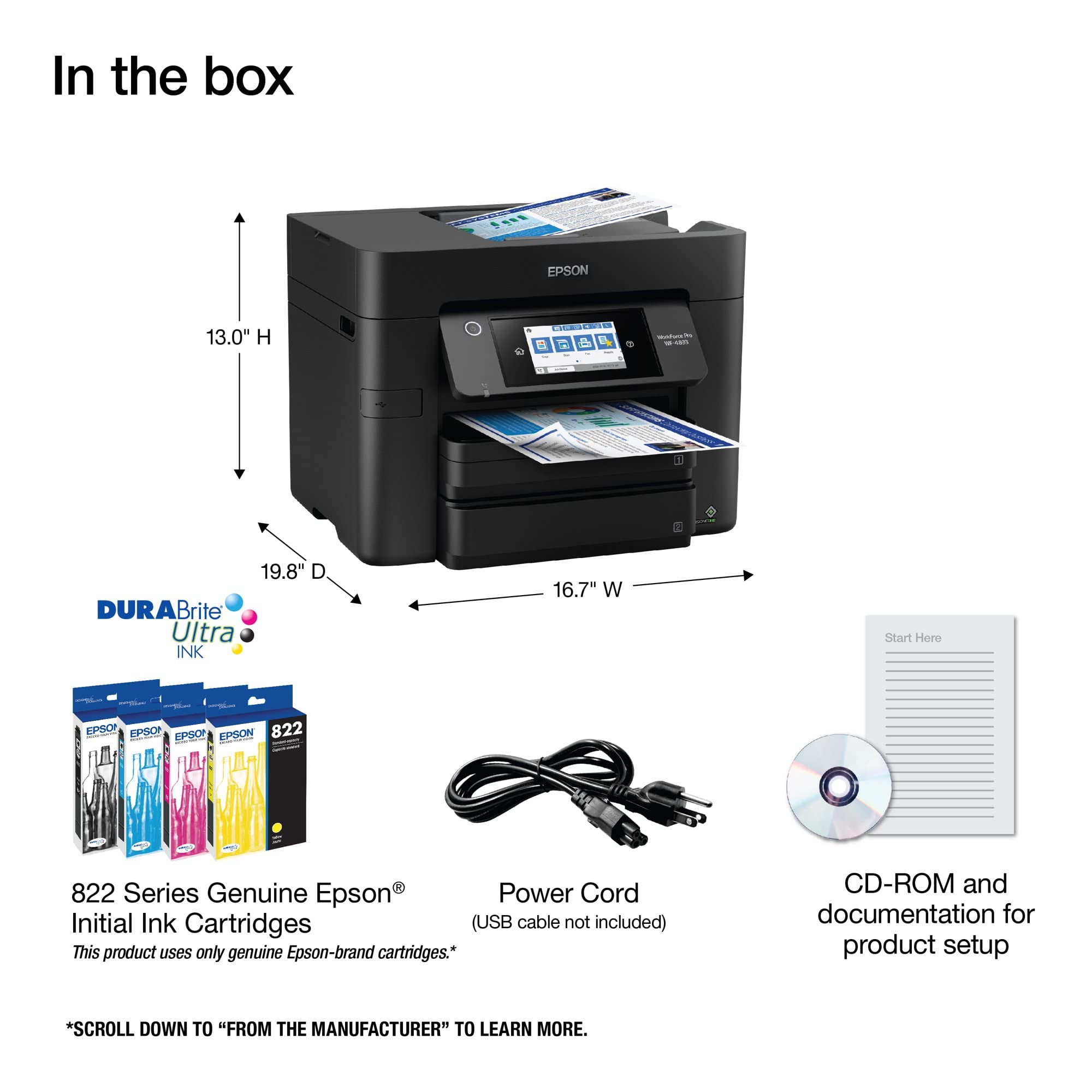 Foto 4 | Impresora Multifunción Epson Workforce Pro Wf-4833 De Inyección De Tinta En Color - Venta Internacional.