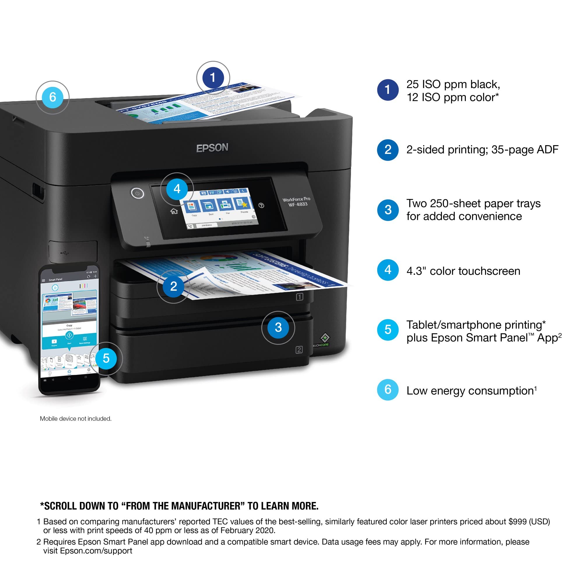 Foto 5 | Impresora Multifunción Epson Workforce Pro Wf-4833 De Inyección De Tinta En Color - Venta Internacional.