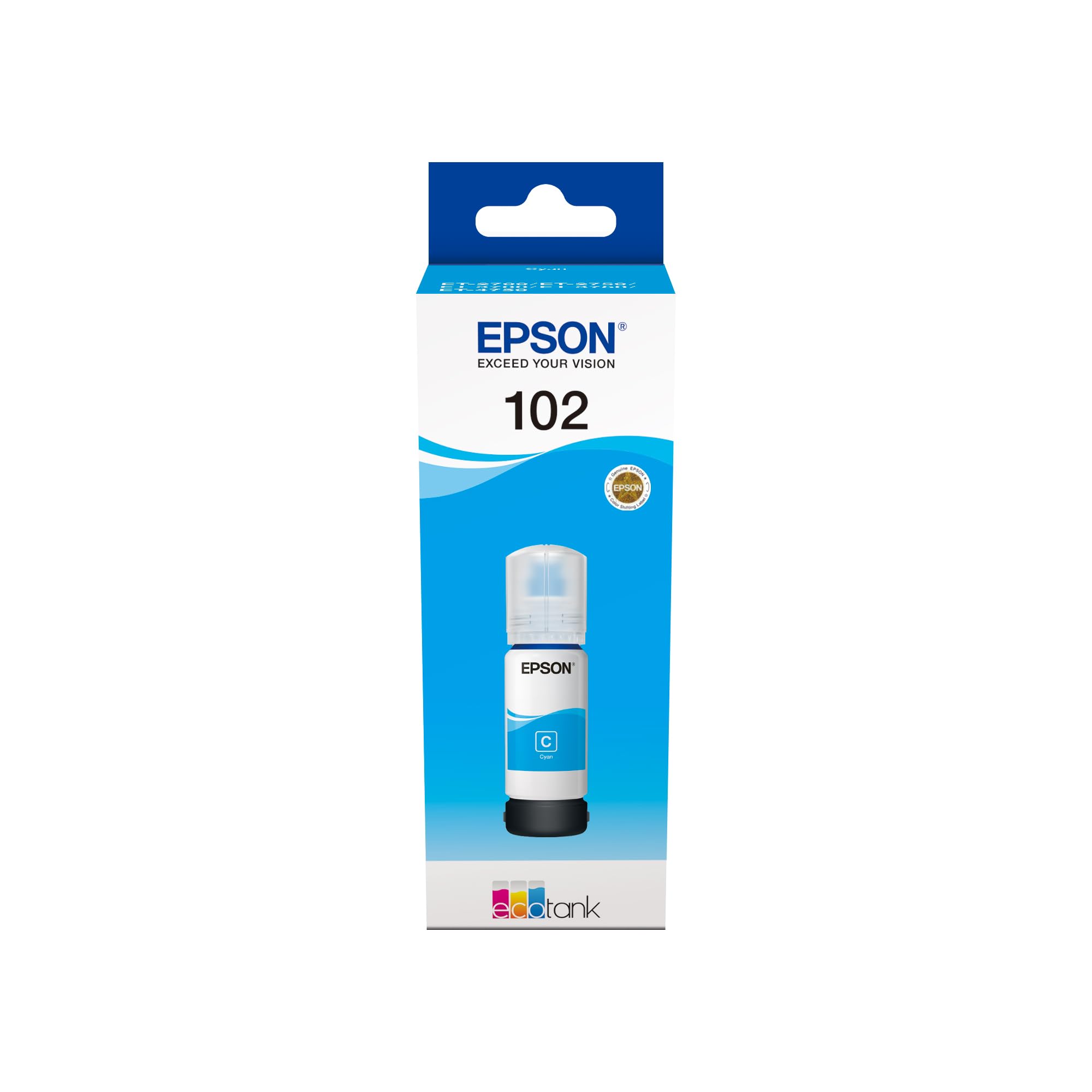 Botella De Tinta Epson Ecotank 102 Cyan Genuine Ultra High Yield - Venta Internacional.