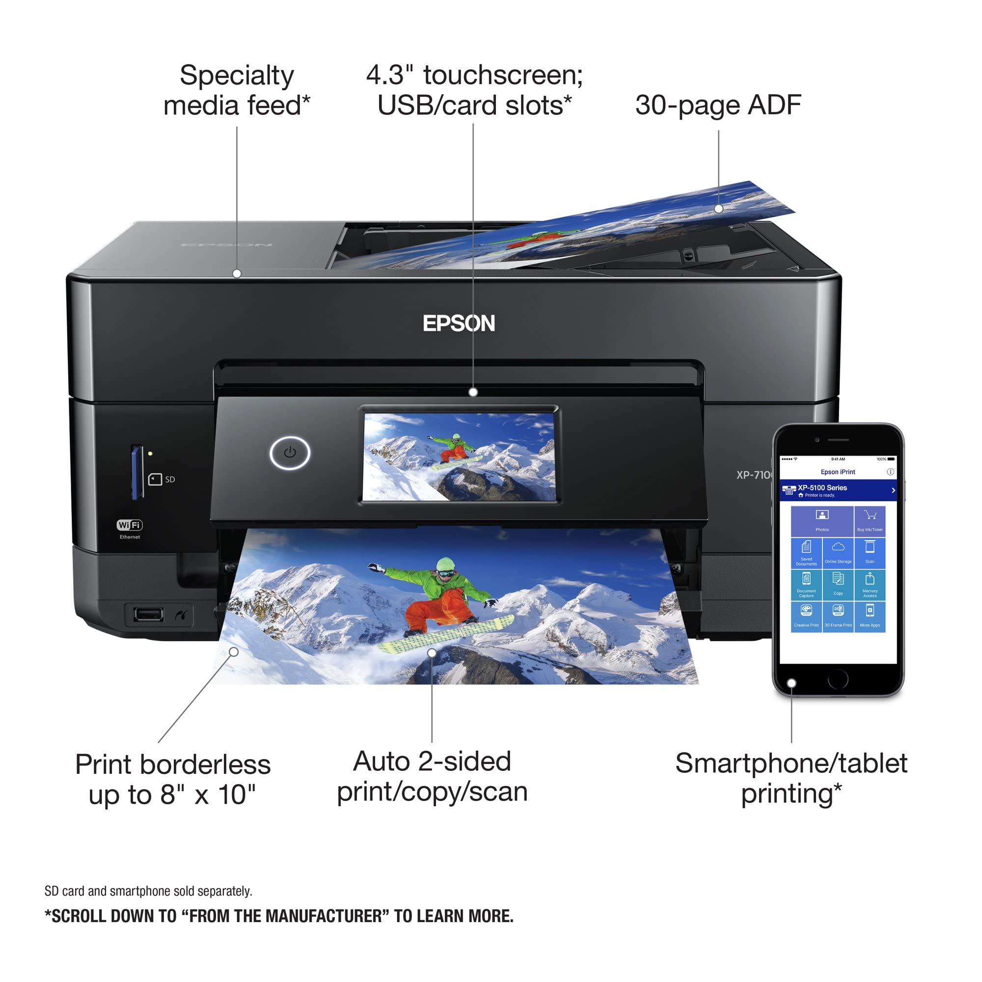 Foto 3 pulgar | Impresora De Inyección De Tinta A Color Inalámbrica Epson Expression Premium Xp-7100 - Venta Internacional.