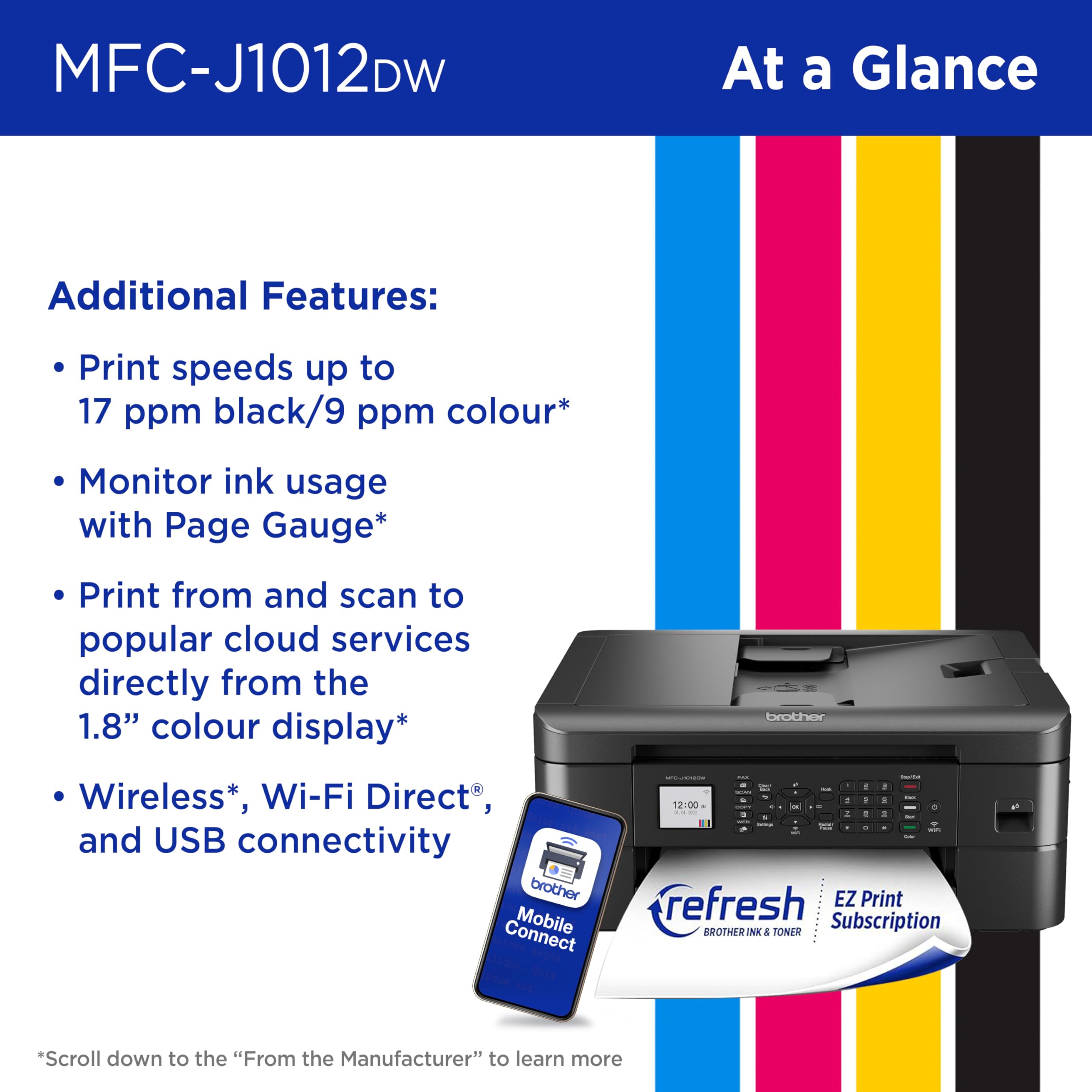 Foto 3 pulgar | Impresora Brother Mfc-j1012dw Inalámbrica De Inyección De Tinta En Color Aio - Venta Internacional.