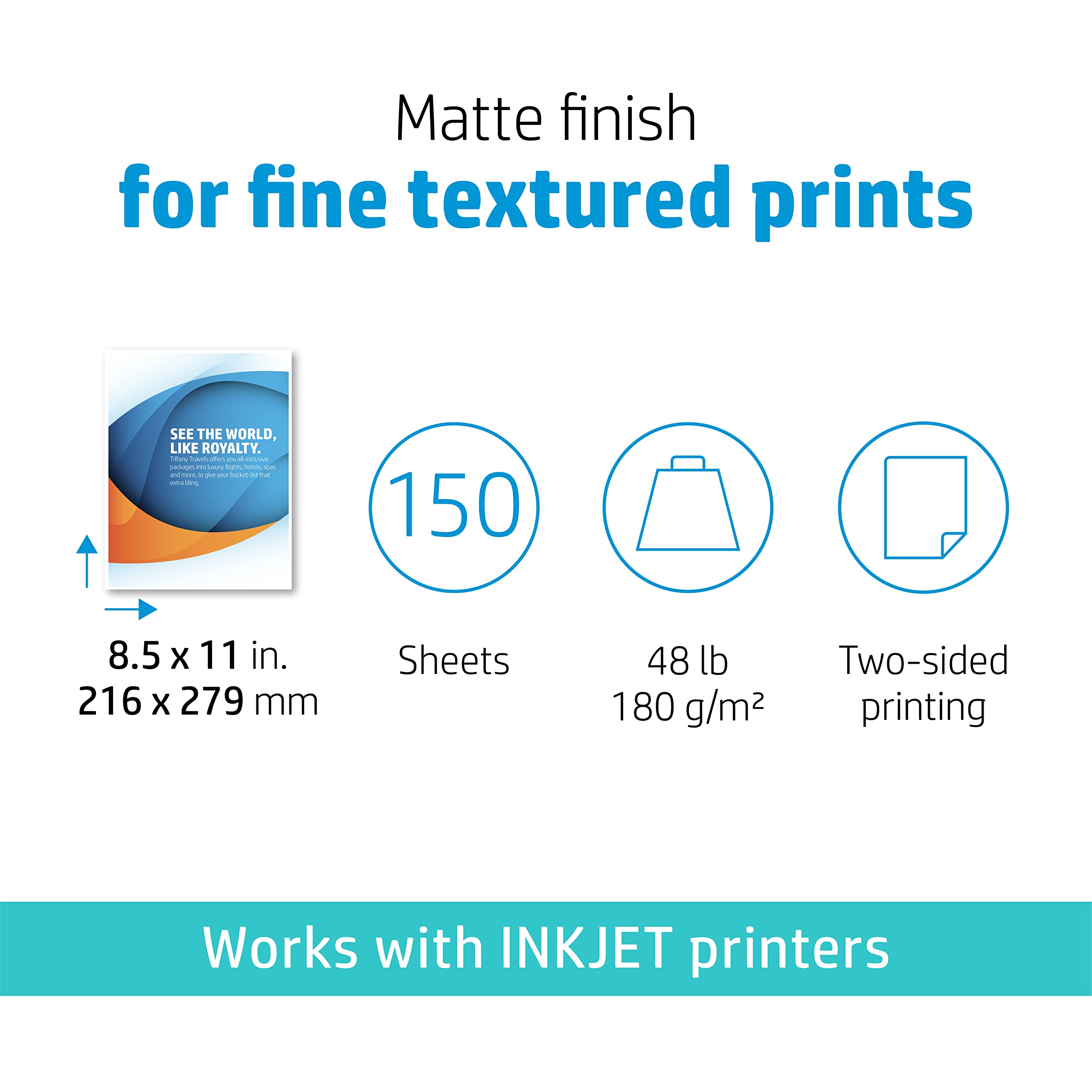 Foto 4 pulgar | Papel Hp Professional Business Matte, 8.5 X 11 Pulgadas, 48 Libras, 150 S - Venta Internacional.