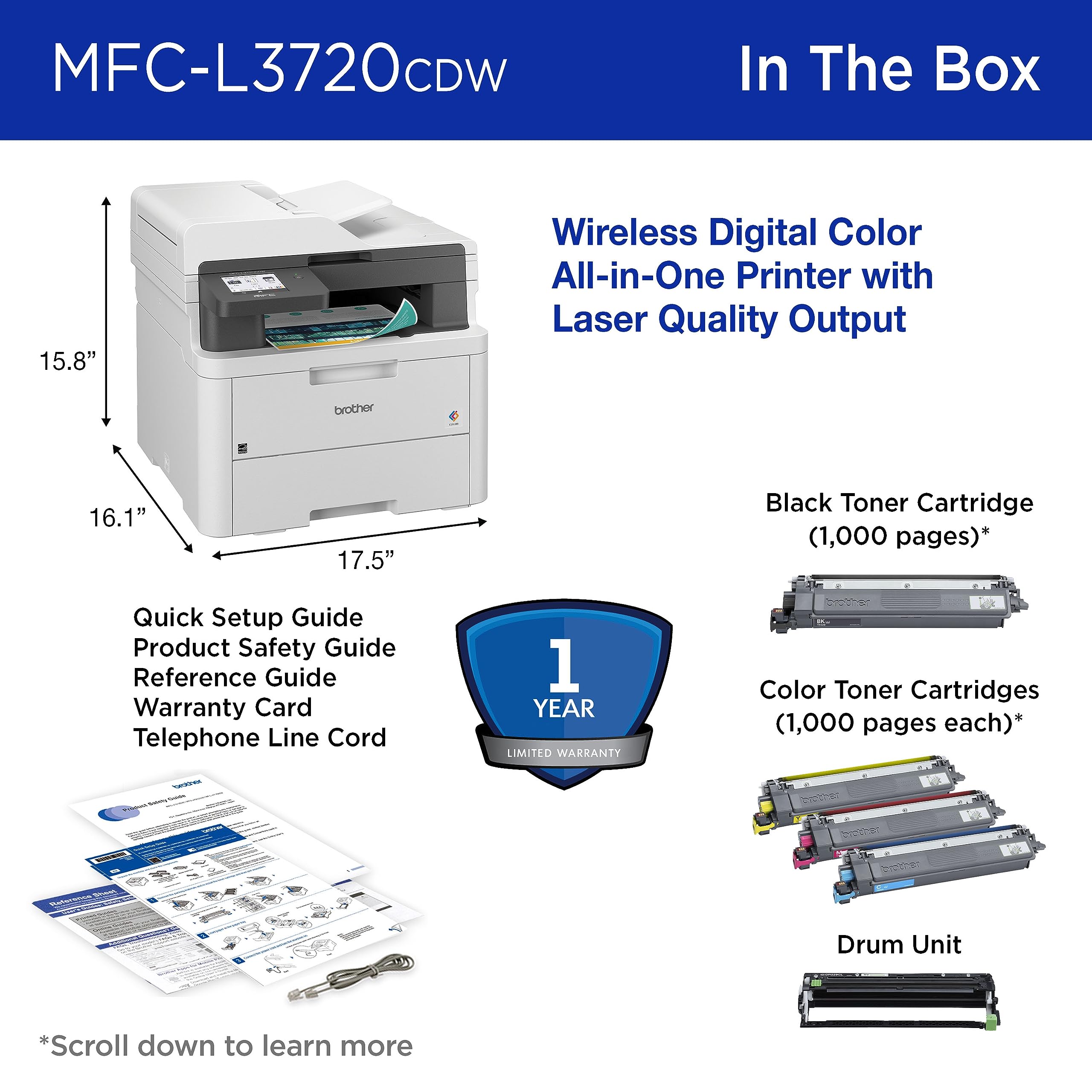 Foto 7 pulgar | Impresora Brother Mfc-l3720cdw Inalámbrica Color Multifunción - Venta Internacional