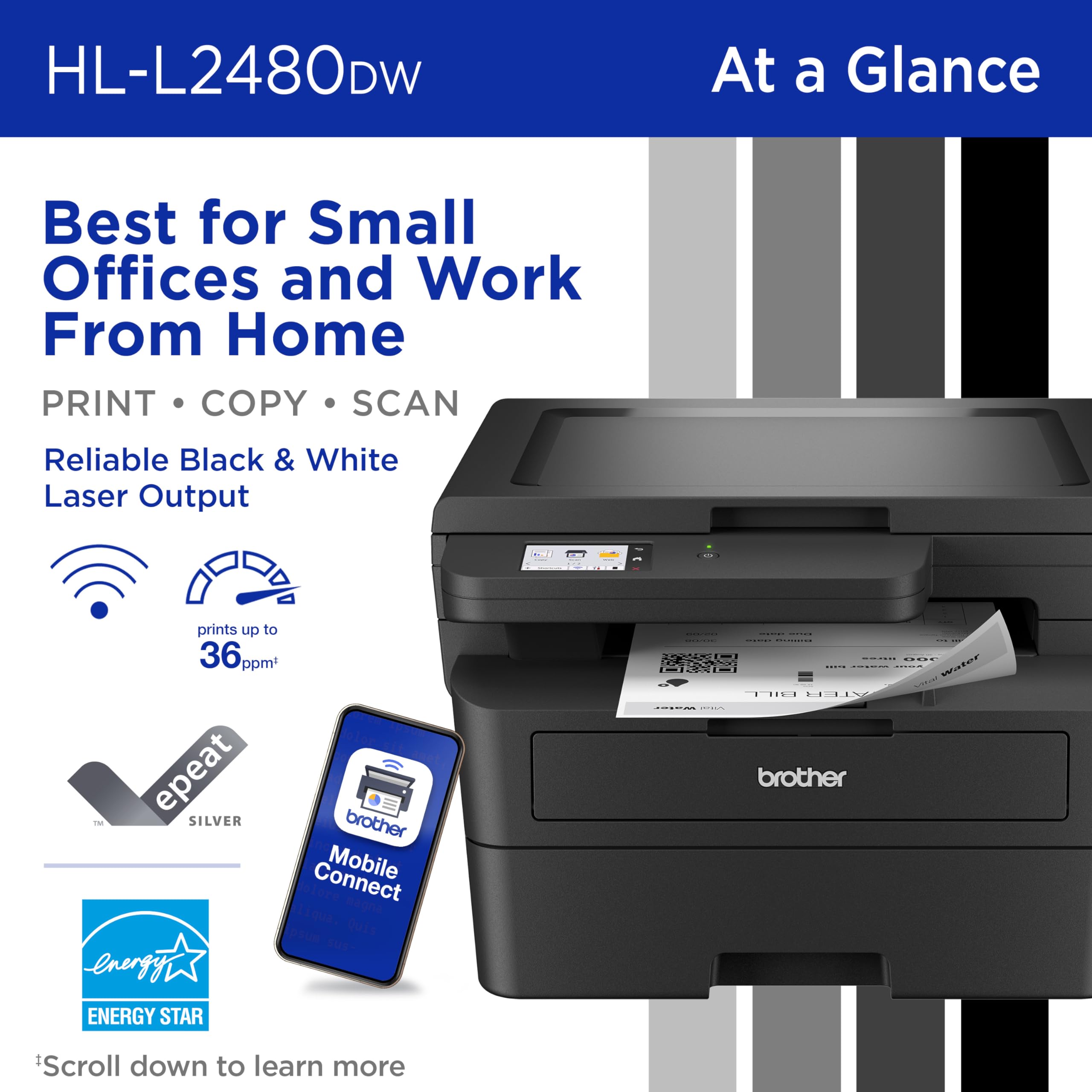 Foto 2 | Impresora Láser Monocromo Inalámbrica Brother Hl-l2480dw - Venta Internacional.