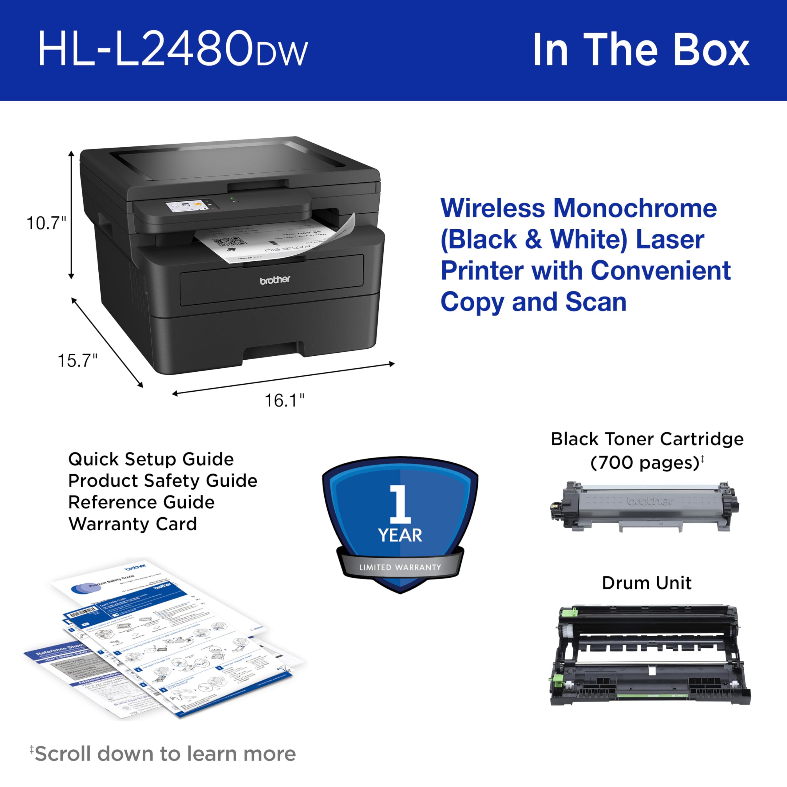 Foto 7 | Impresora Láser Monocromo Inalámbrica Brother Hl-l2480dw - Venta Internacional.