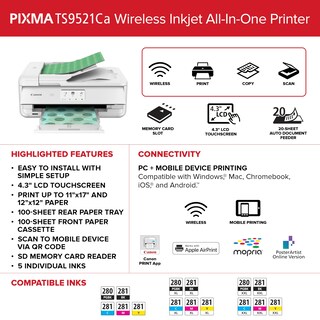 Foto 4 | Impresora De Inyección De Tinta Multifunción Inalámbrica Canon Pixma Ts9521ca - Venta Internacional.