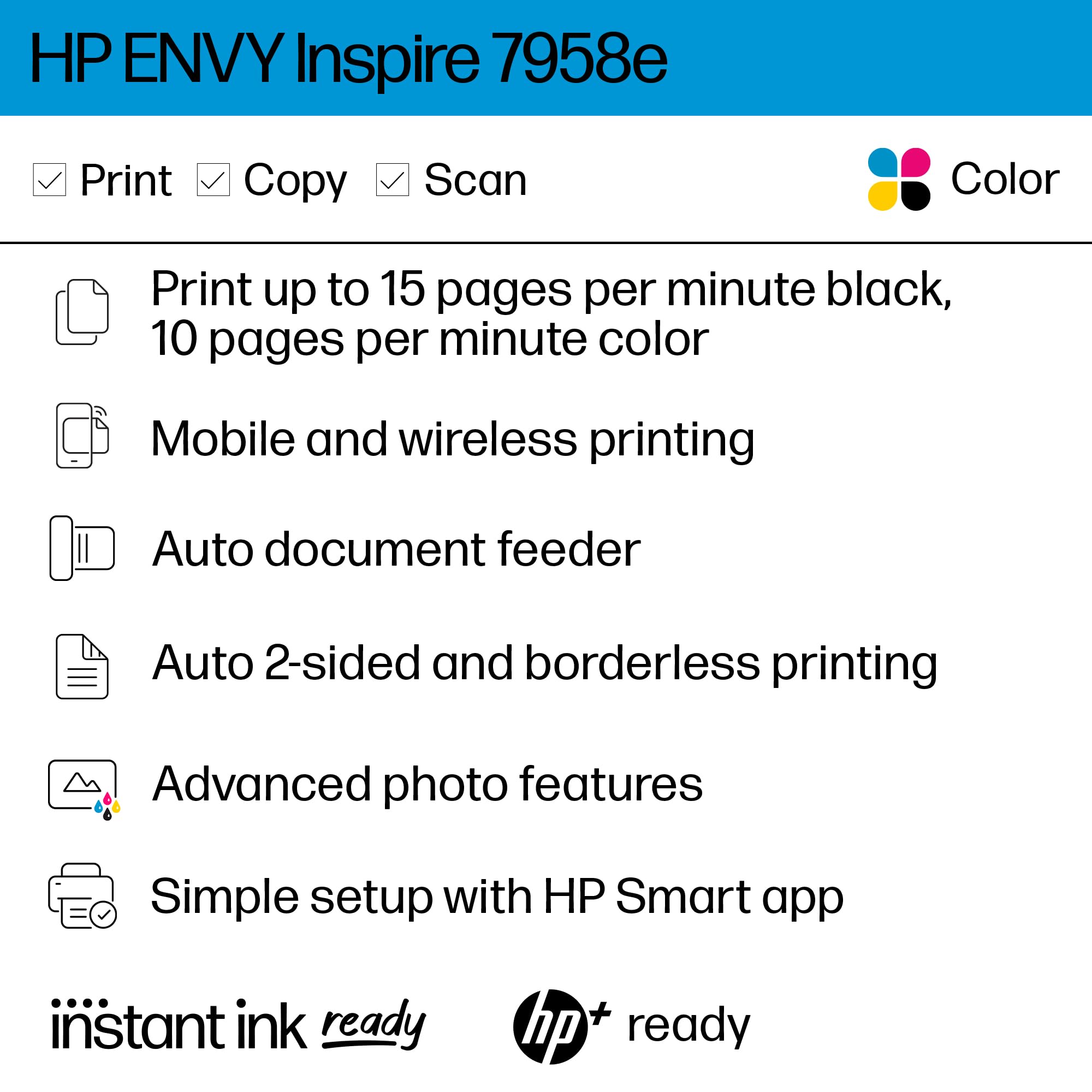 Foto 3 pulgar | Impresora Hp Envy Inspire 7958e Inalámbrica Todo En Uno En Color - Venta Internacional.
