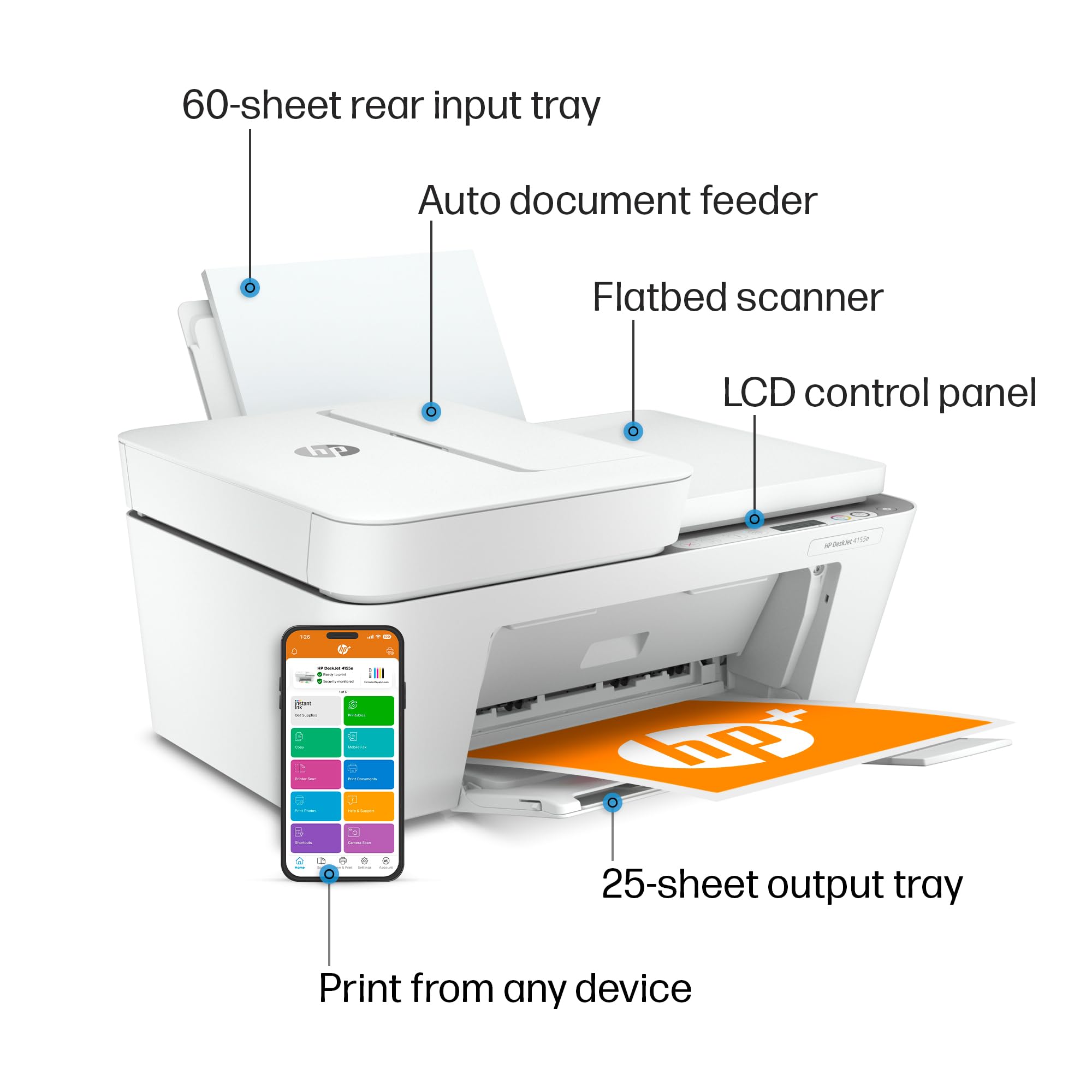 Foto 5 pulgar | Impresora De Inyección De Tinta A Color Inalámbrica Hp Deskjet 4155e Con Tinta Durante 3 Meses - Venta Internacional.
