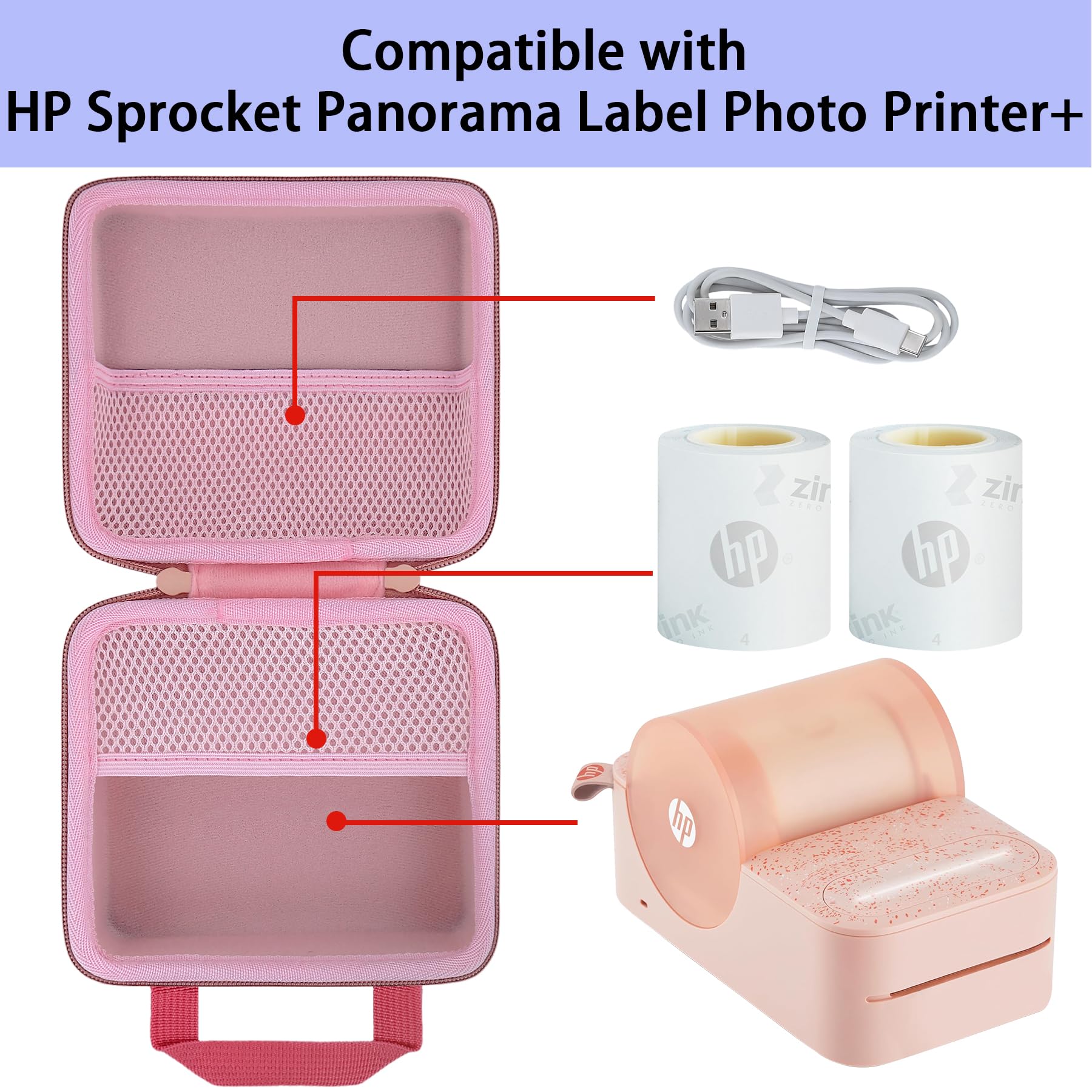 Foto 4 pulgar | Funda Rígida Para La Impresora Fotográfica Instantánea Hp Sprocket Panorama - Venta Internacional.