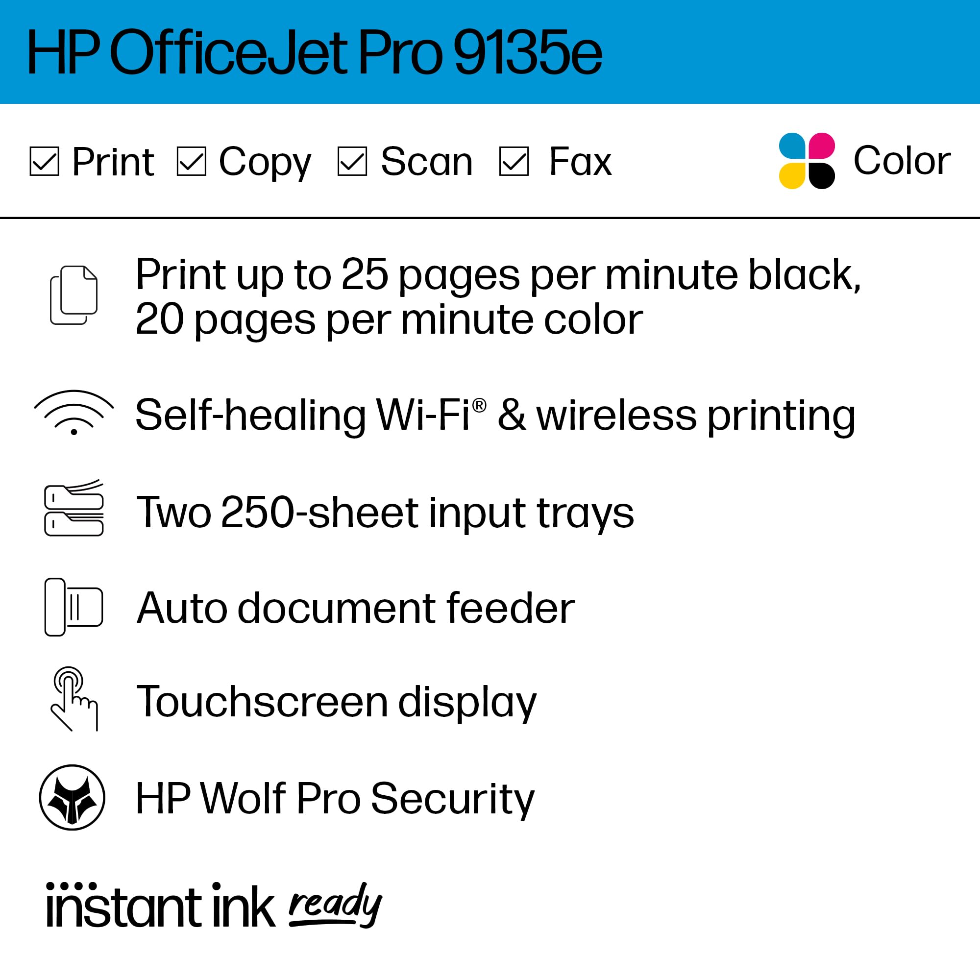 Foto 3 pulgar | Impresora Hp Officejet Pro 9135e Multifunción En Color Inalámbrica - Venta Internacional.