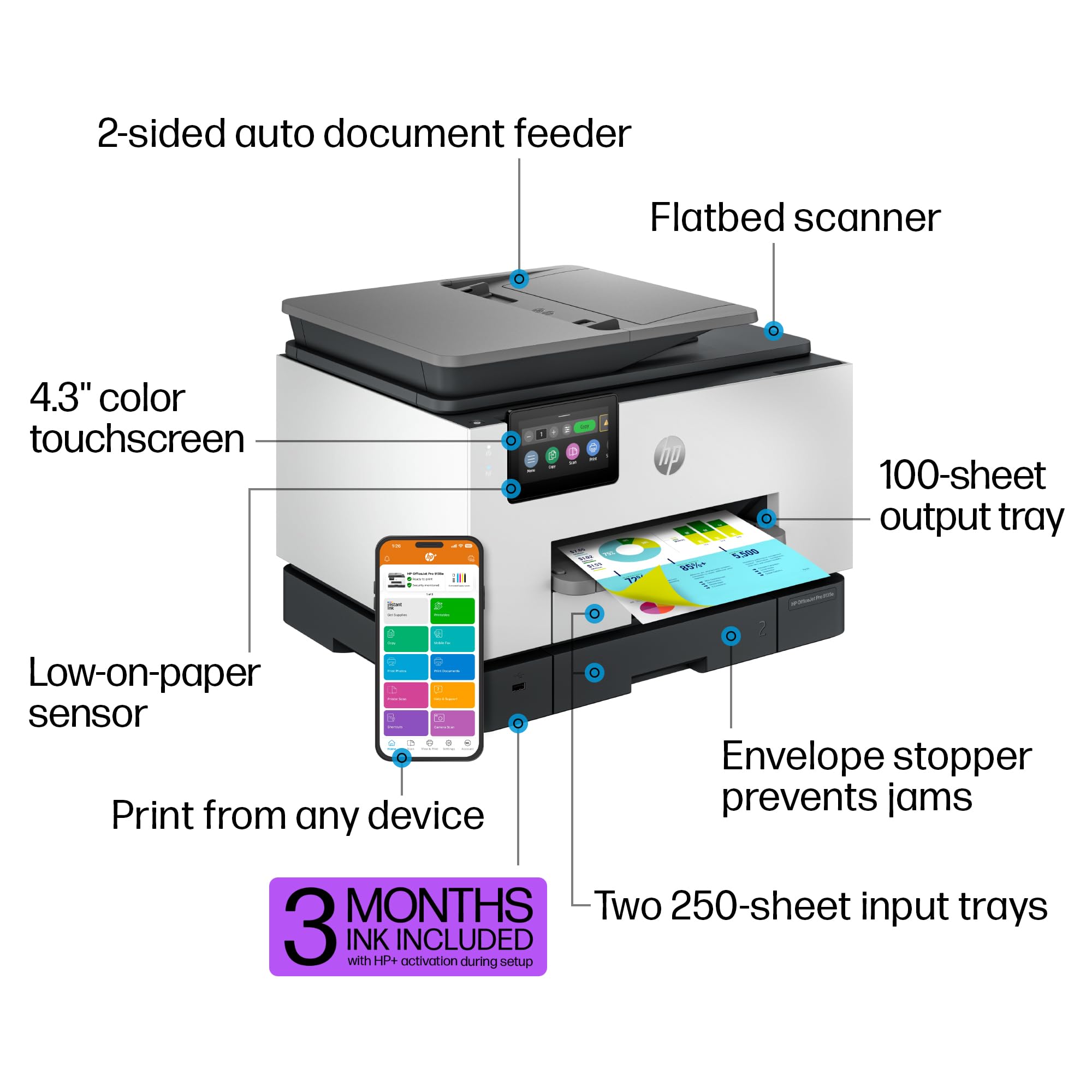Foto 4 | Impresora Hp Officejet Pro 9135e Multifunción En Color Inalámbrica - Venta Internacional.