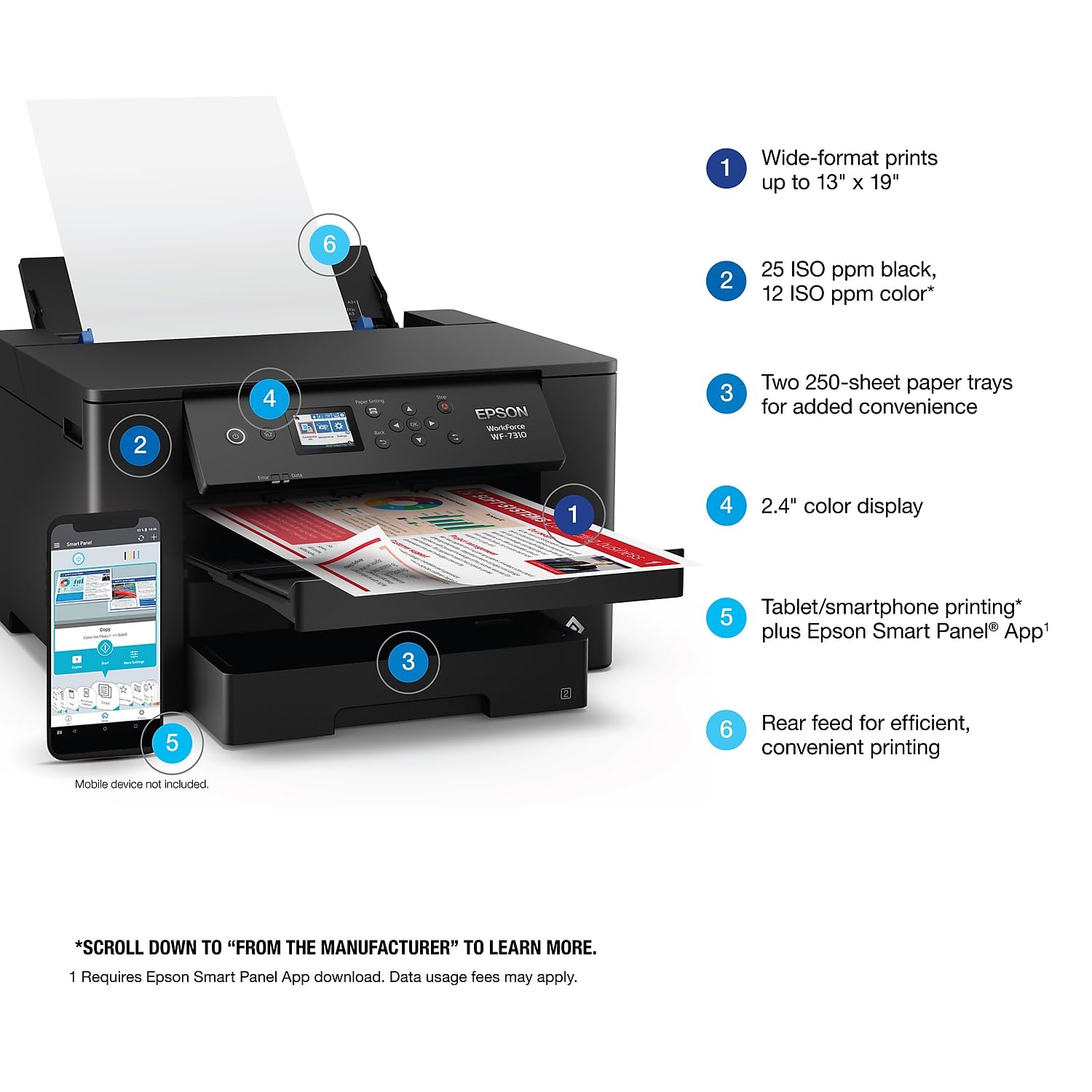 Foto 5 pulgar | Impresora Epson Workforce Pro Wf-7310 Inalámbrica De Gran Formato - Venta Internacional.
