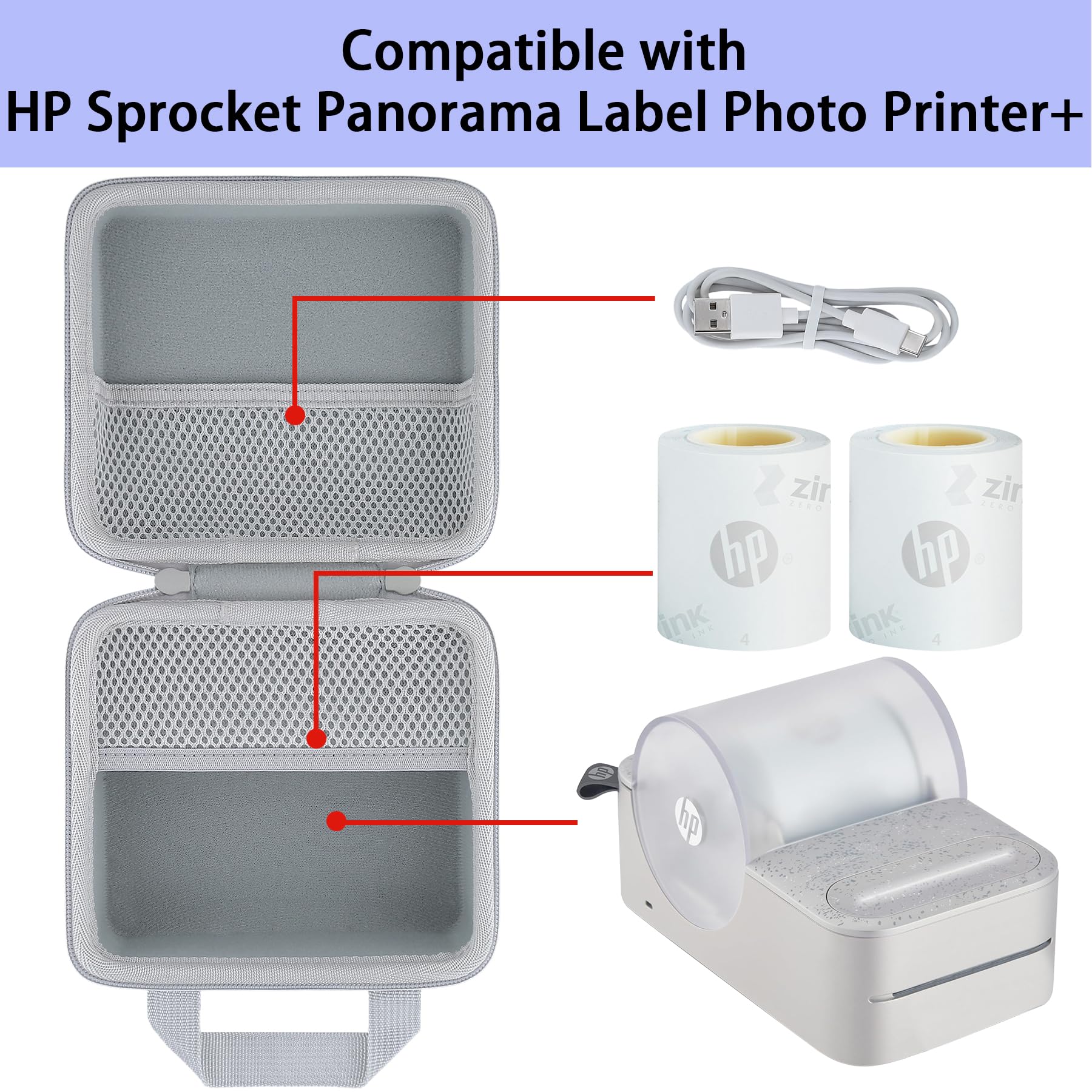 Foto 4 pulgar | Funda Rígida Para La Impresora Fotográfica Instantánea Hp Sprocket Panorama - Venta Internacional.
