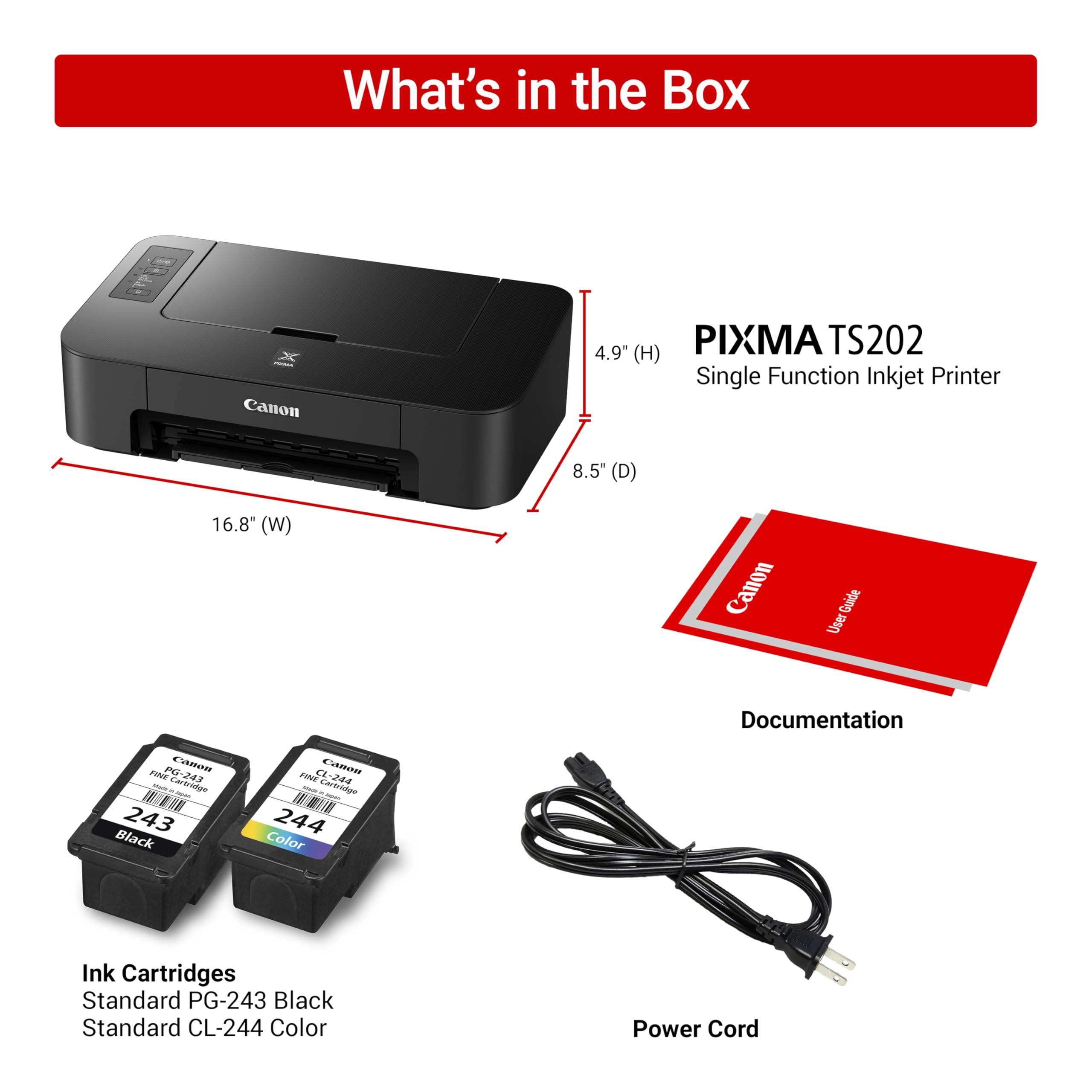 Foto 5 | Impresora Fotográfica De Inyección De Tinta Canon Ts202 Black (se Requiere Usb) - Venta Internacional.