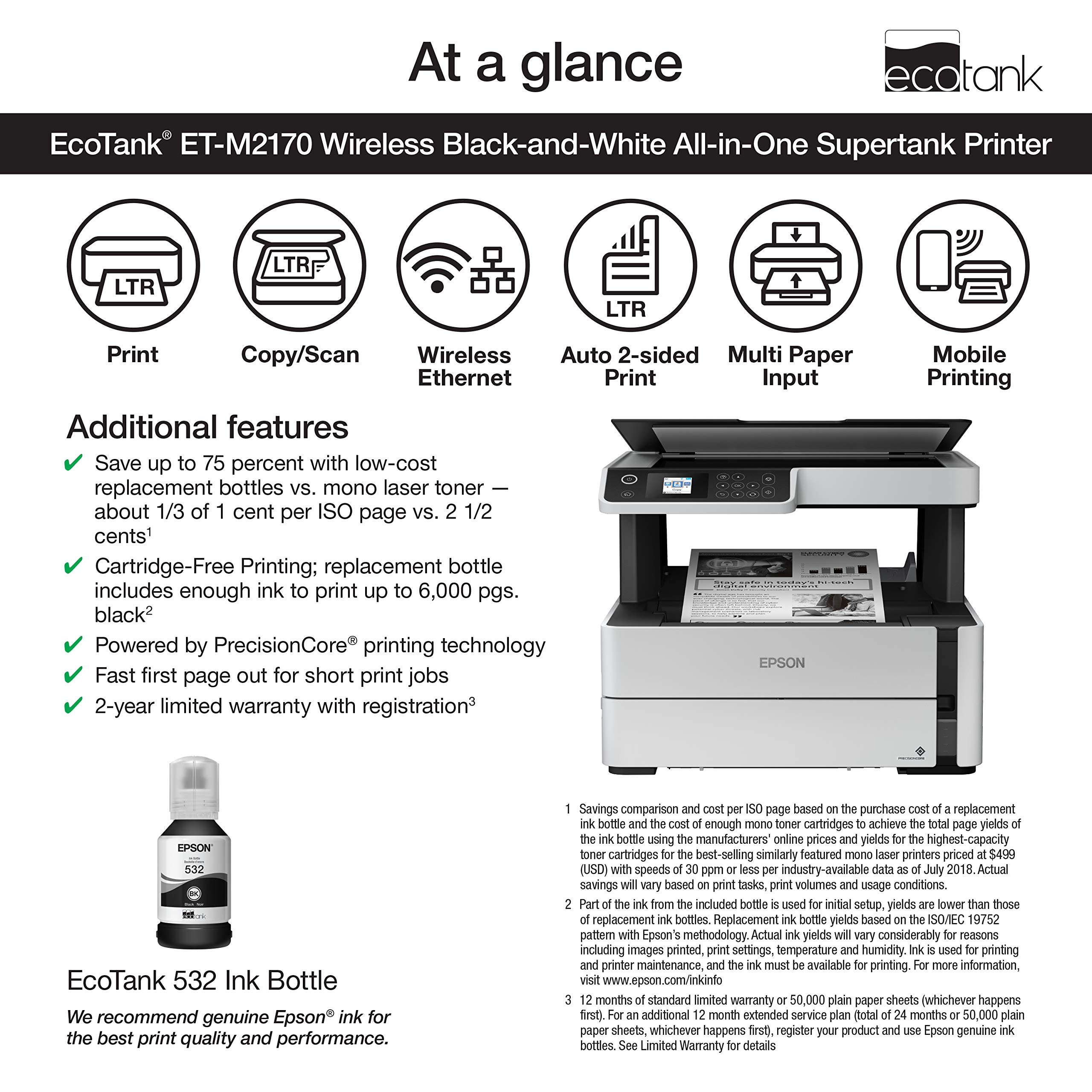 Foto 5 pulgar | Impresora Epson Ecotank Et-m2170 Inalámbrica Monocromática Aio - Venta Internacional.